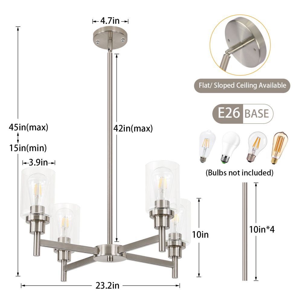 4-Light Chandelier Modern Chandeliers