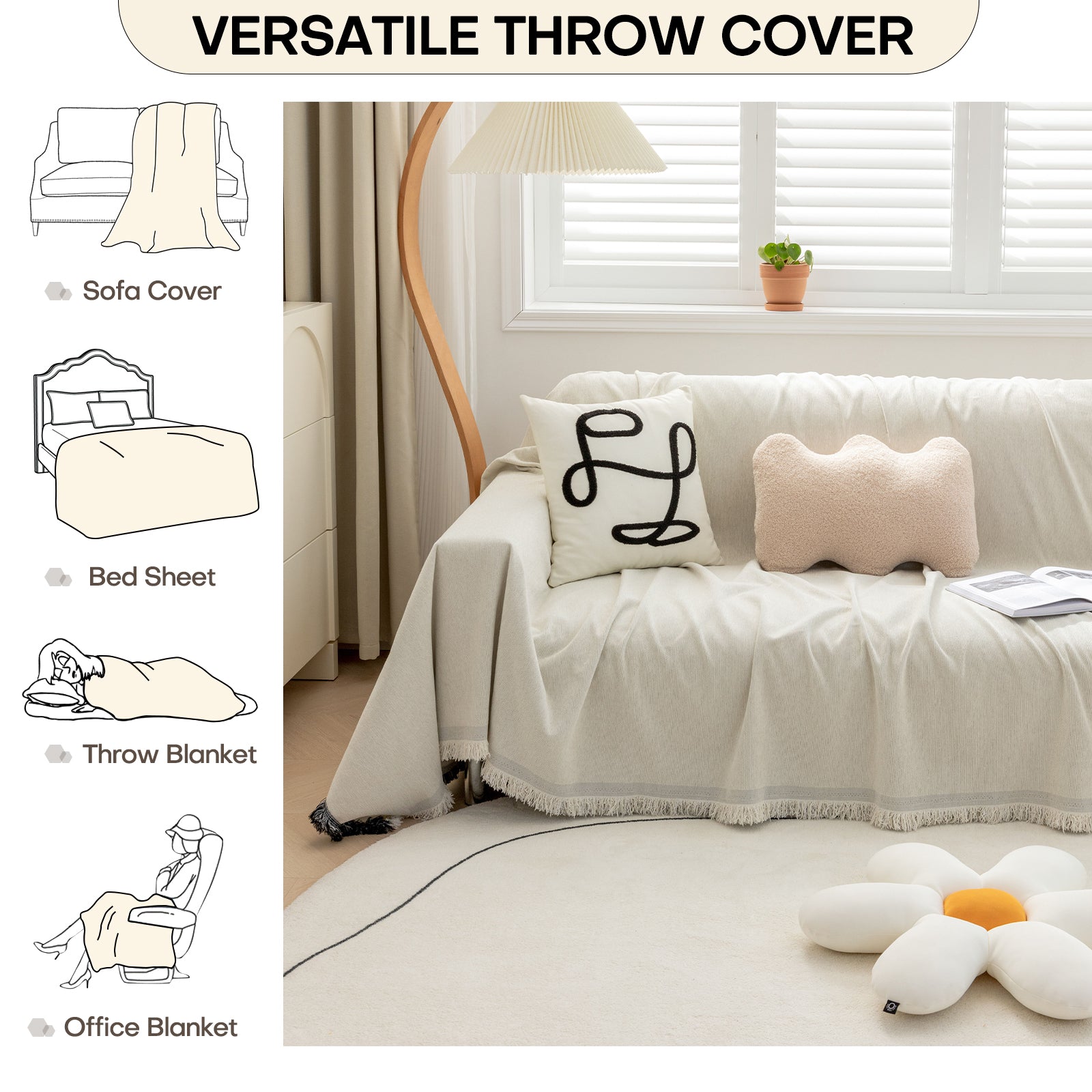 Osunnus Chenille Couch Cover Universal Sofa Cover Sofa Slipcover for Pets Dogs Cats