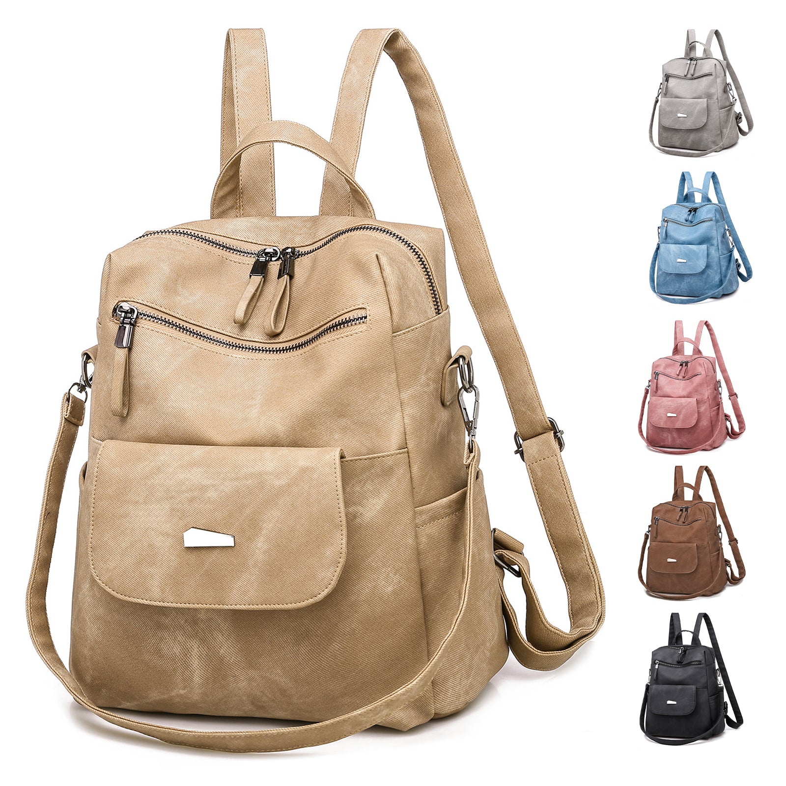 Leather Backpack Purse for Women Vintage Fashion Travel Backpack Shoulder Bag