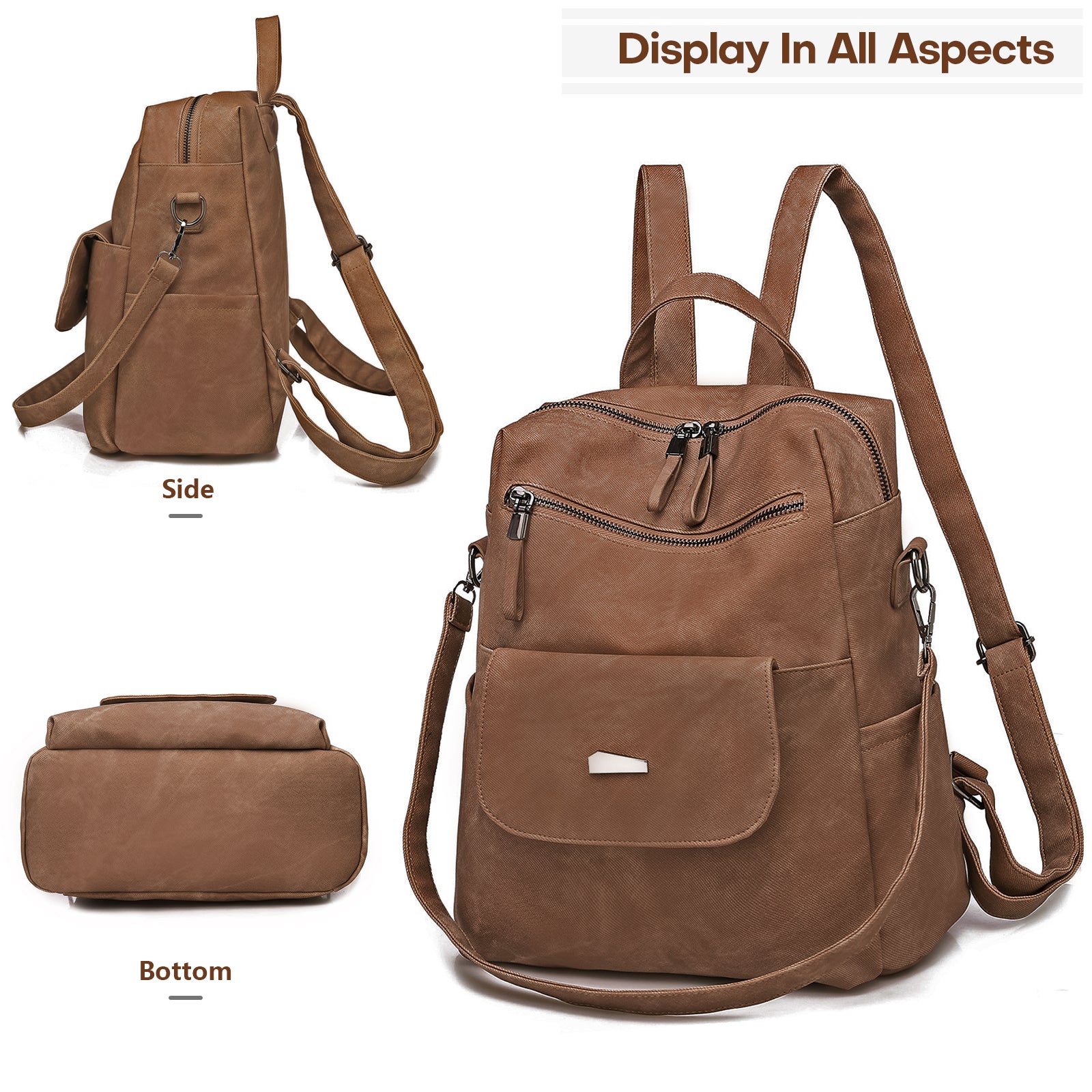 Leather Backpack Purse for Women Vintage Fashion Travel Backpack Shoulder Bag