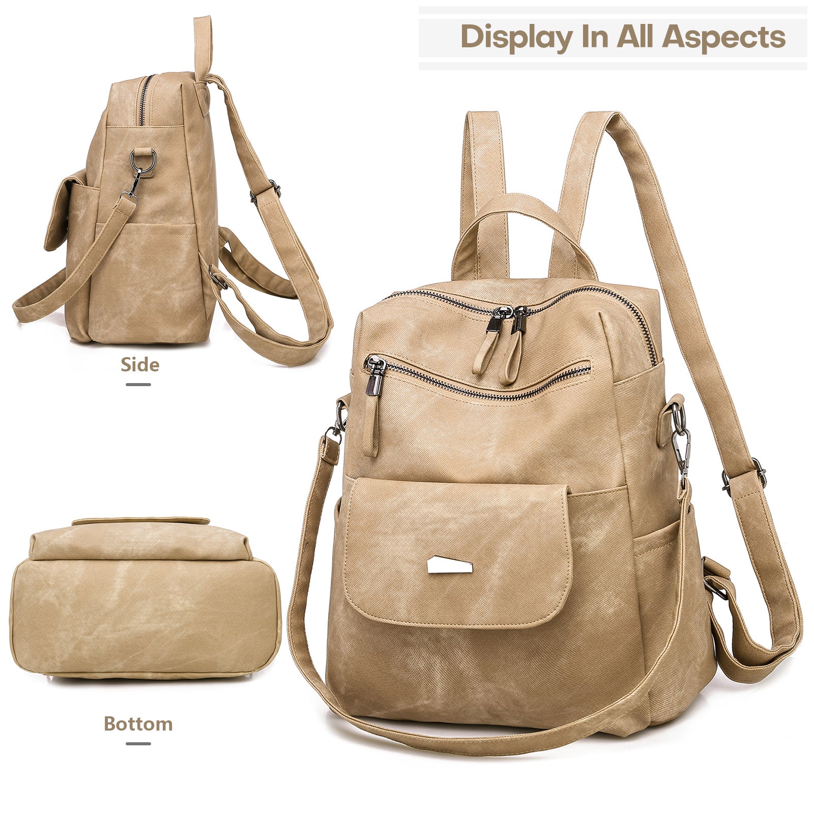 Leather Backpack Purse for Women Vintage Fashion Travel Backpack Shoulder Bag