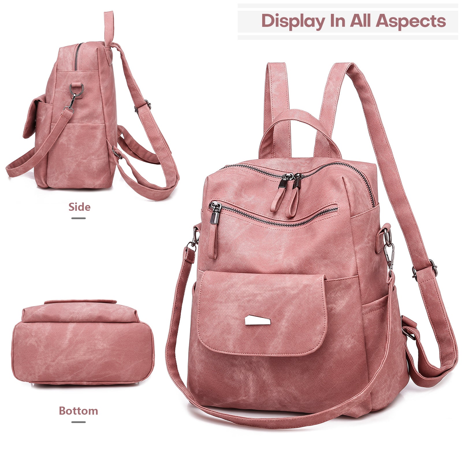 Leather Backpack Purse for Women Vintage Fashion Travel Backpack Shoulder Bag