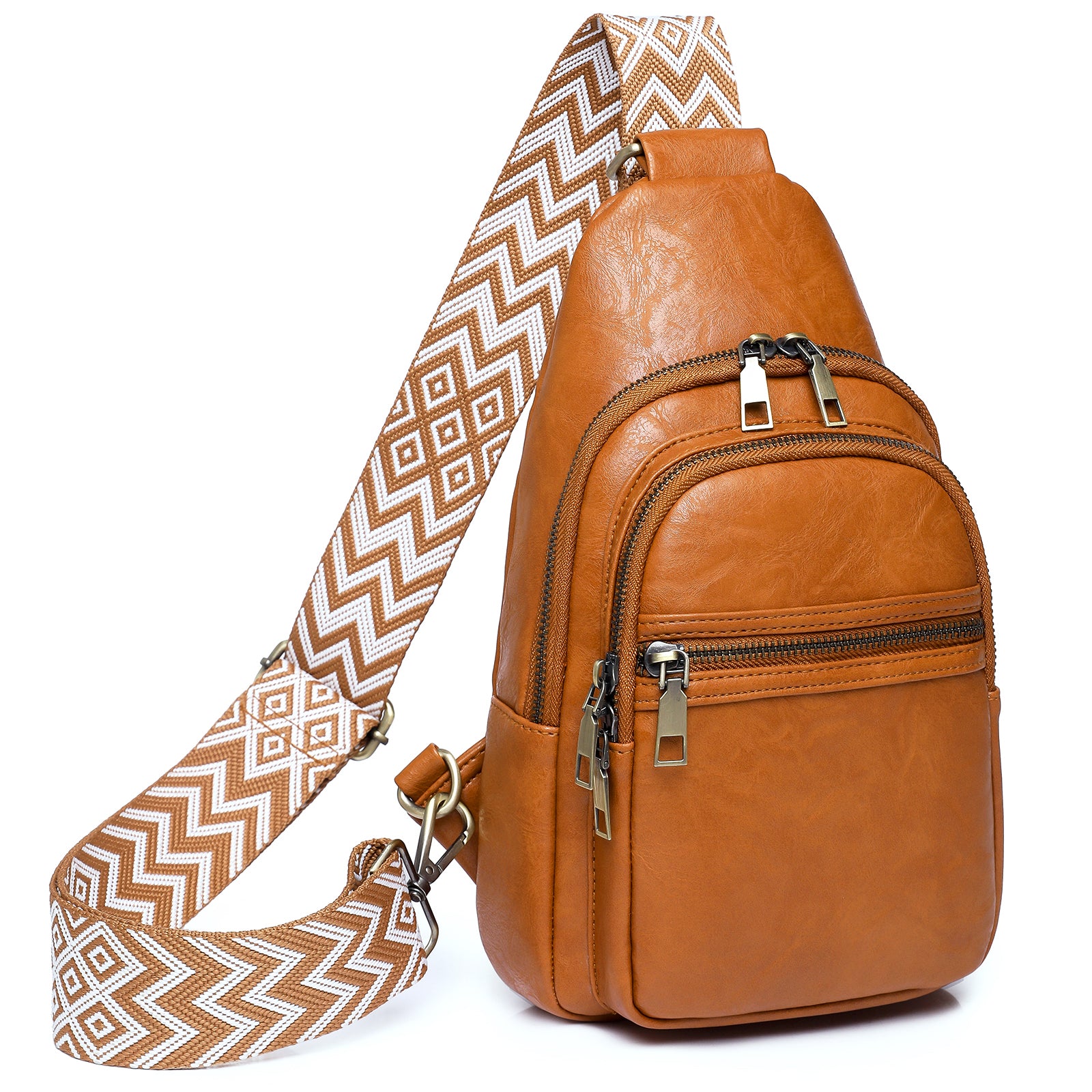 Sling Bag for Women Crossbody Purses Trendy PU Leather Small Sling Backpack Chest Bag for Women