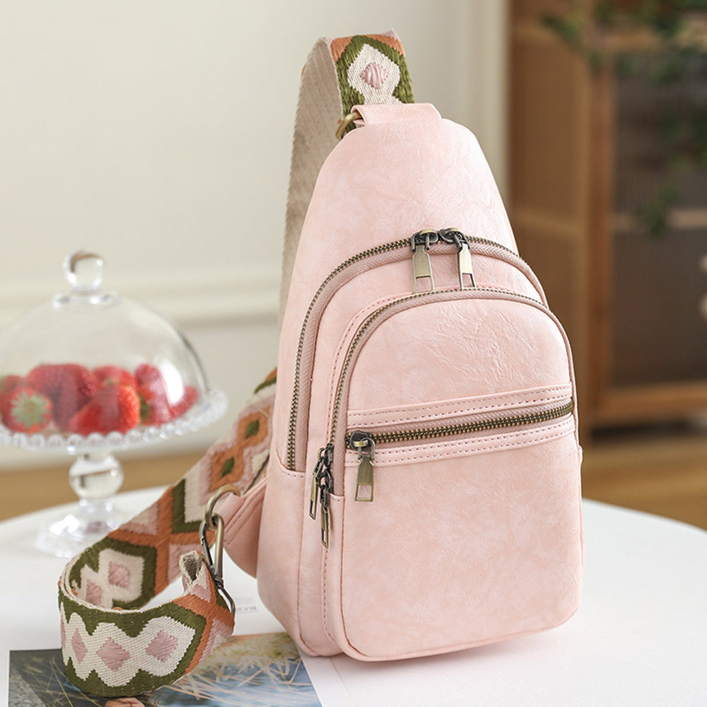 Sling Bag for Women Crossbody Purses Trendy PU Leather Small Sling Backpack Chest Bag for Women