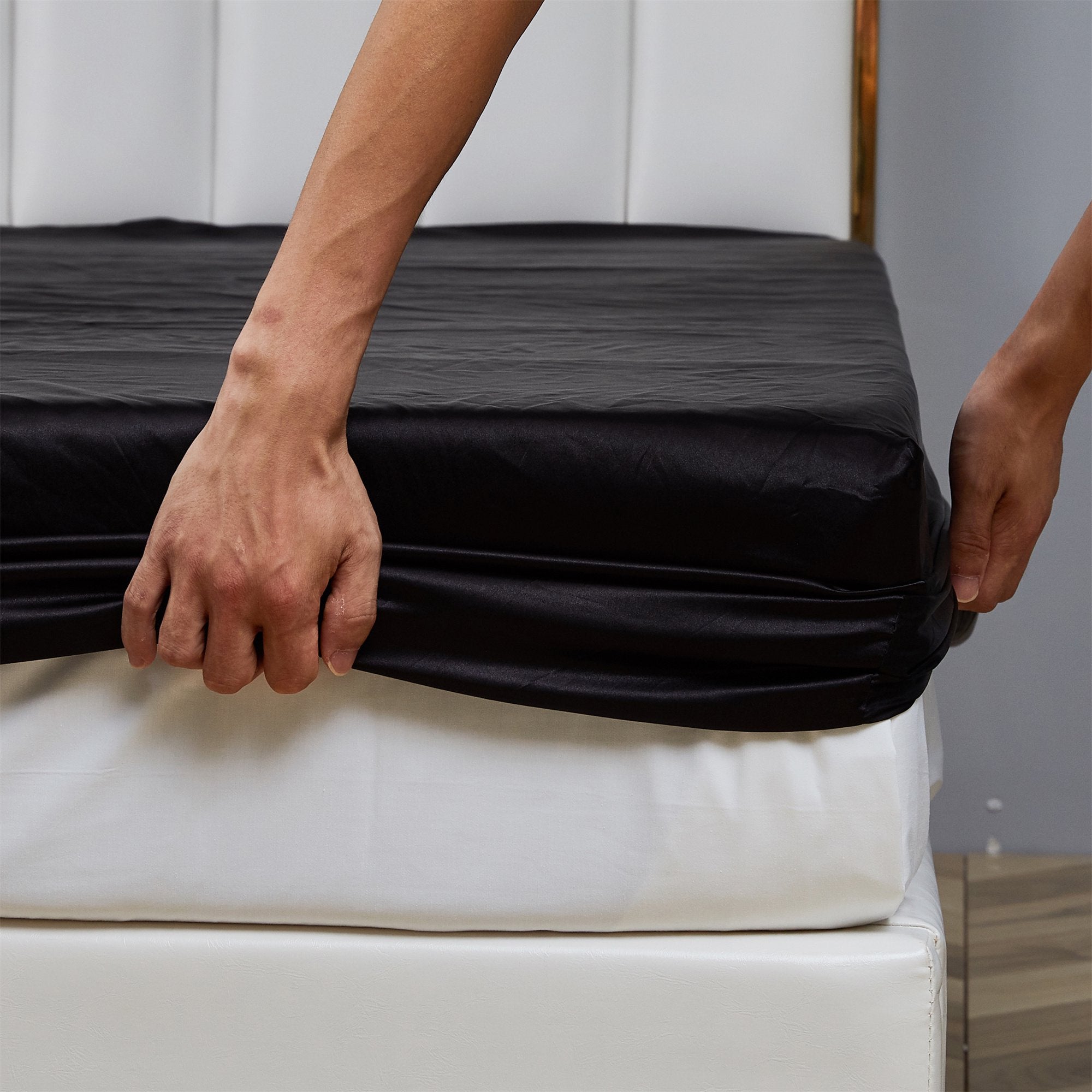 Fitted Sheet Deep Pocket Bed Sheet Satin Silk Sheets-1