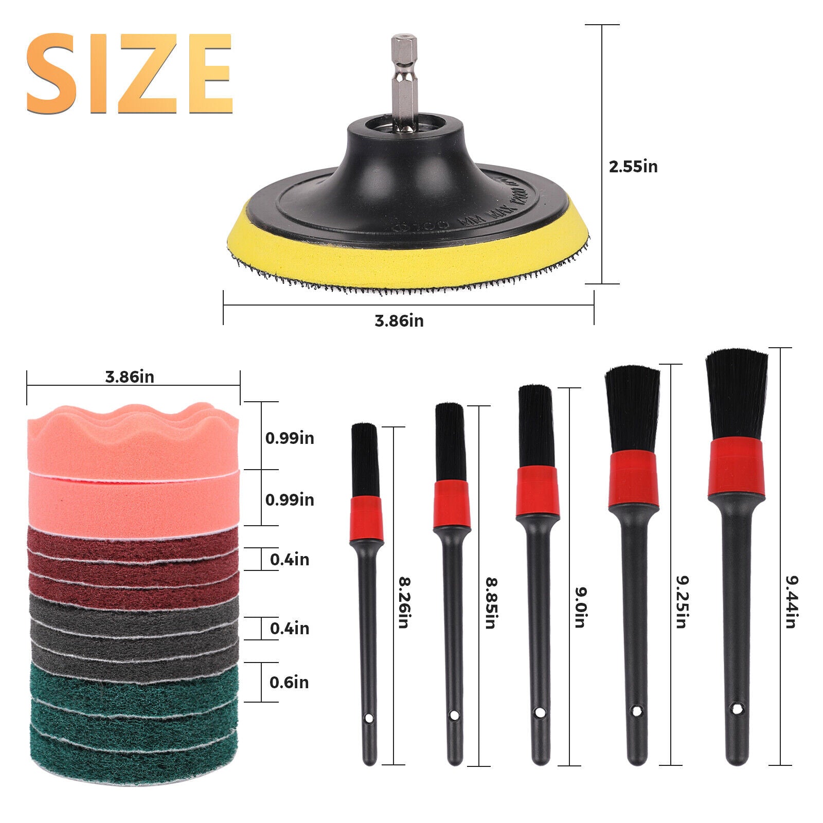 Car Cleaning Kit Auto Detailing Drill Brush Set Interior Exterior Engine Wheel