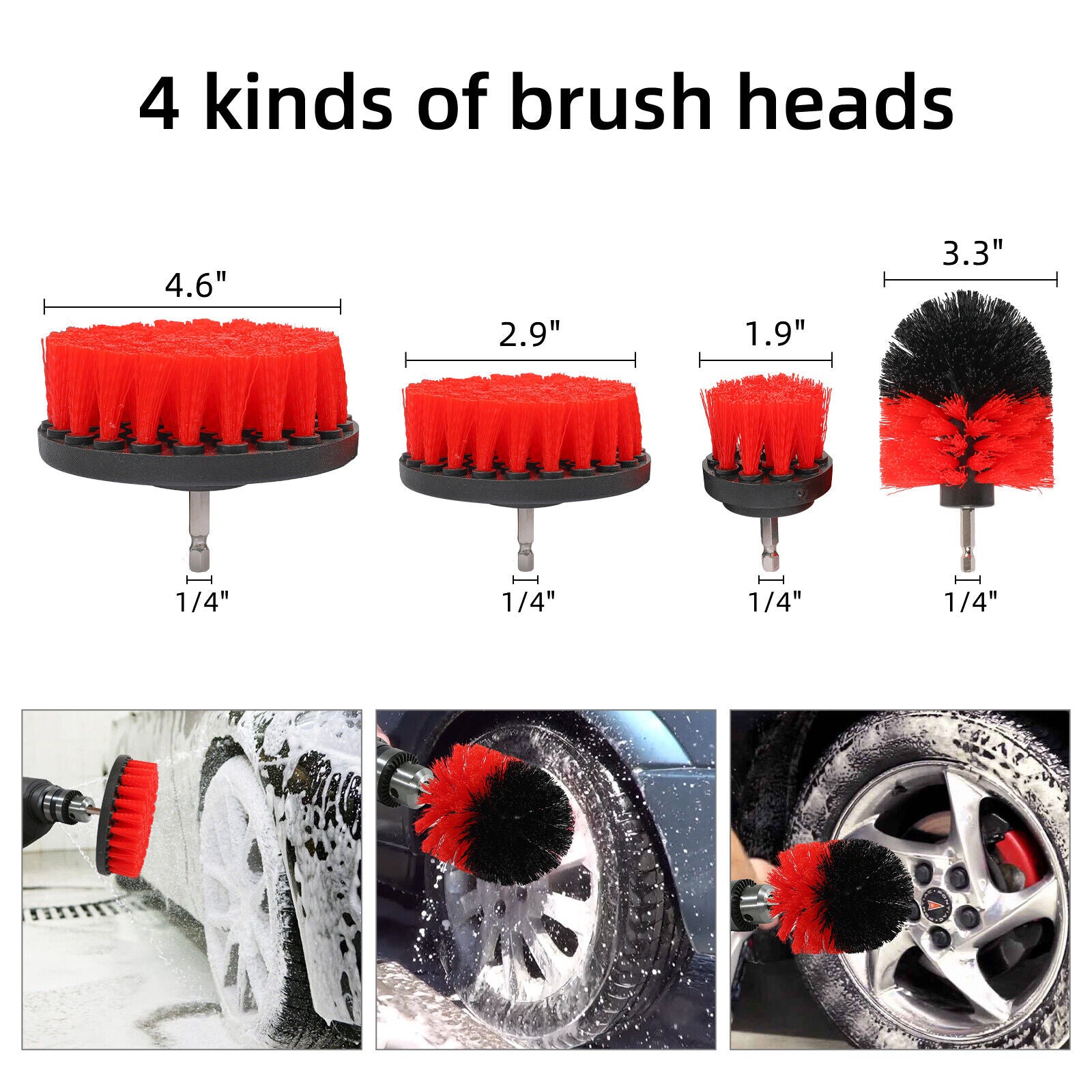 Car Cleaning Kit Auto Detailing Drill Brush Set Interior Exterior Engine Wheel