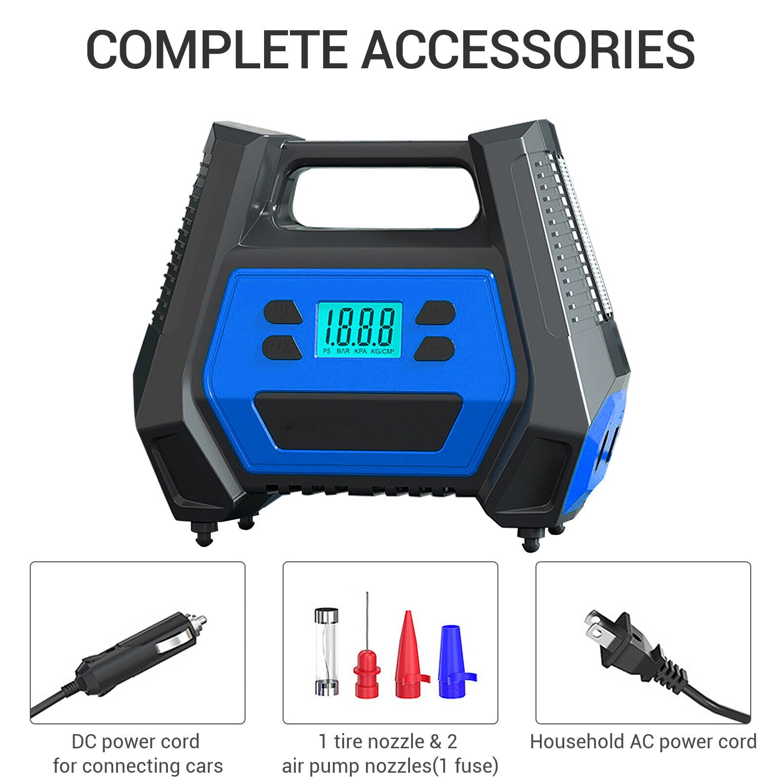 Tire Inflator Portable DC/AC Air Pump for Car Tires, Ball, Bike