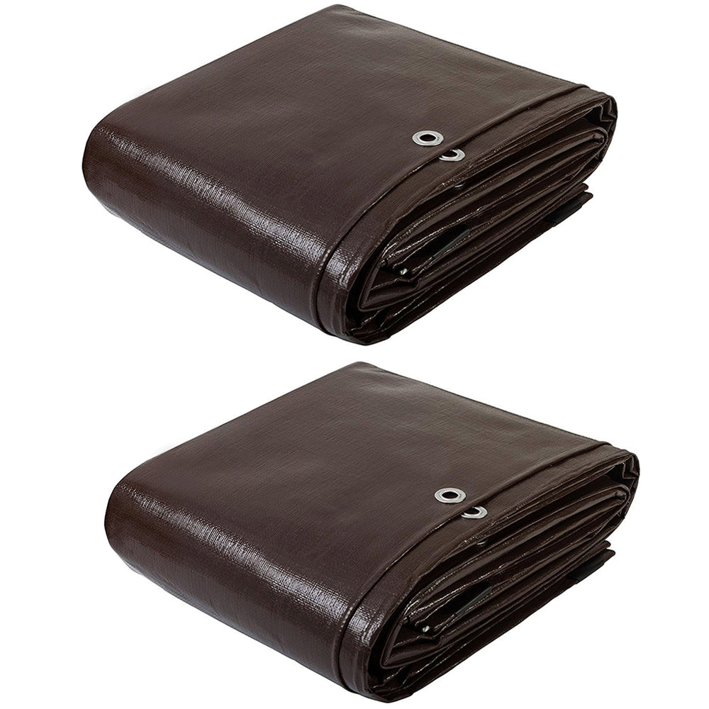 8 x 10ft Brwon 16 mil Tarps and Covers, 2packs