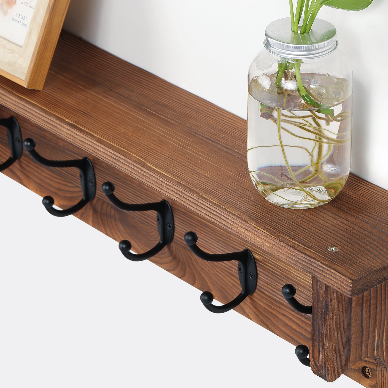 Set of 2 Coat Hooks Wall Mount with Shelf 26inch