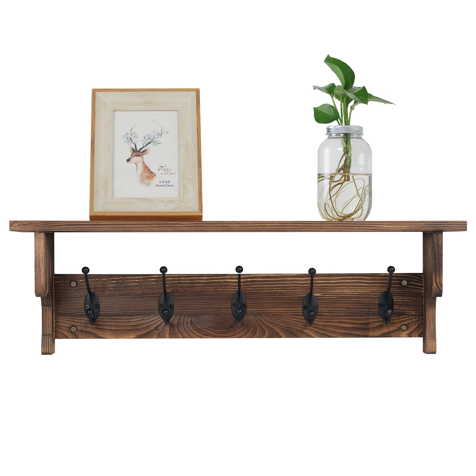 Set of 2 Coat Hooks Wall Mount with Shelf 26inch