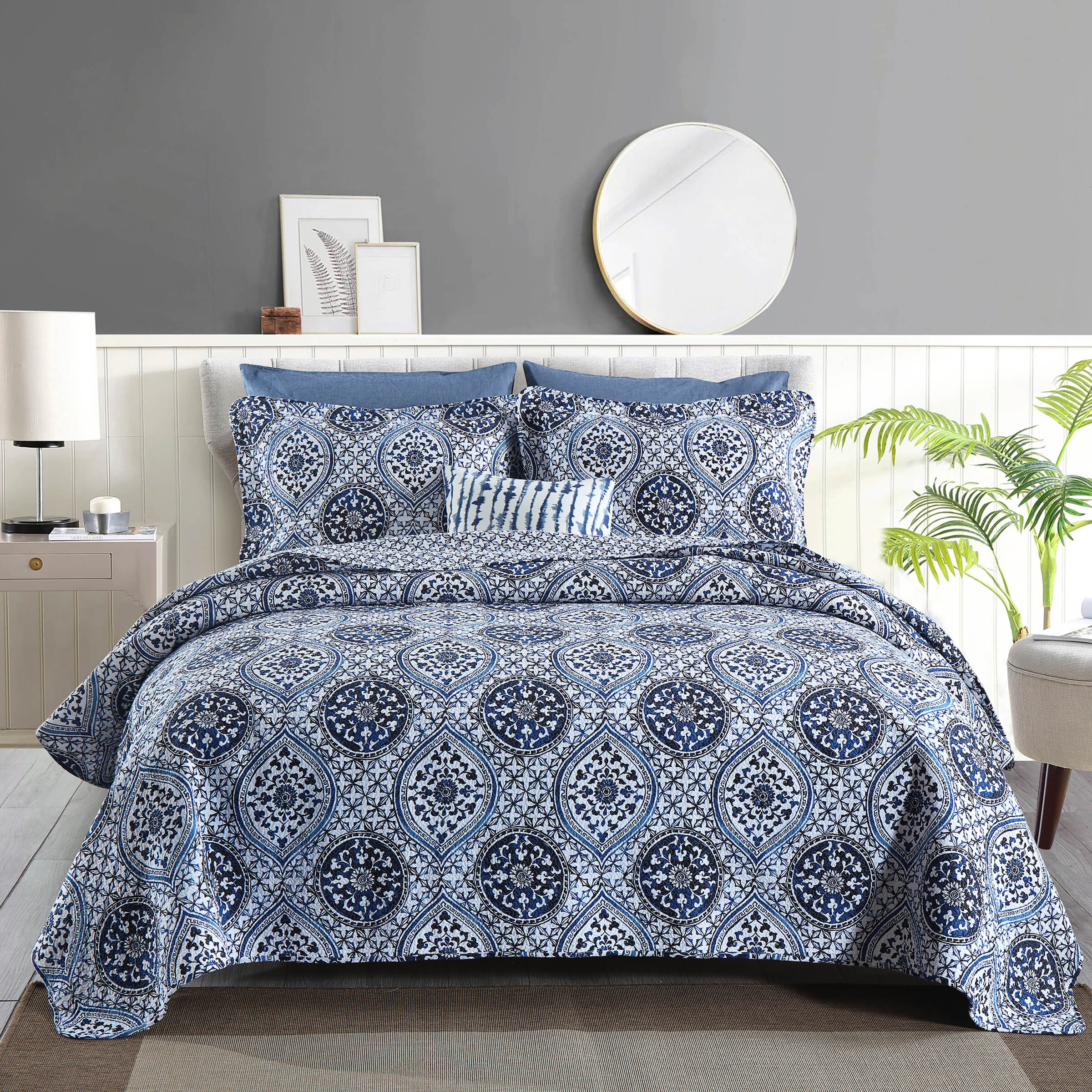 Clearance Exotic Cotton Quilt Set Reversible Bedspread Lightweight for All Season, Queen Size