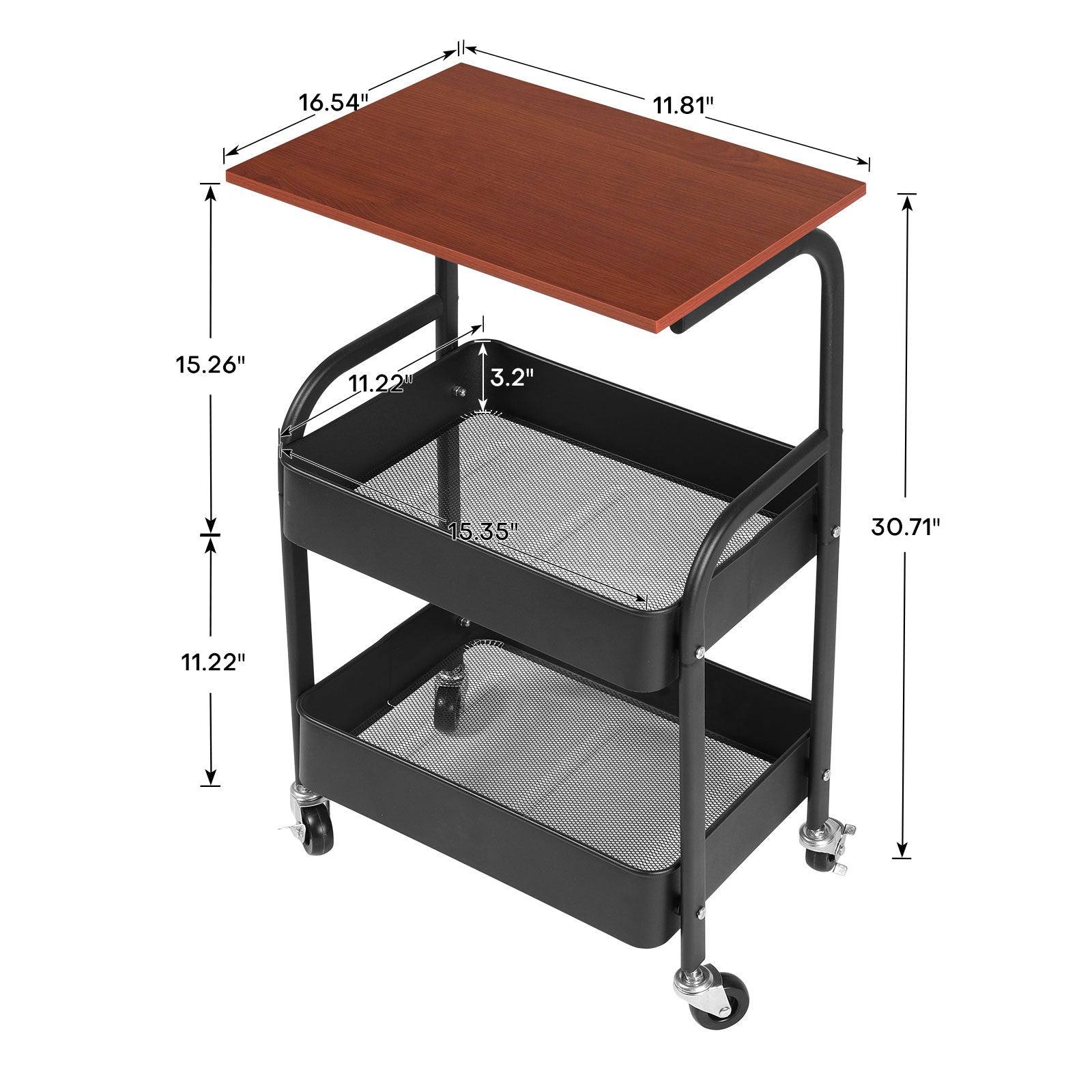 3-Tier Bar Carts Rolling Kitchen Cart