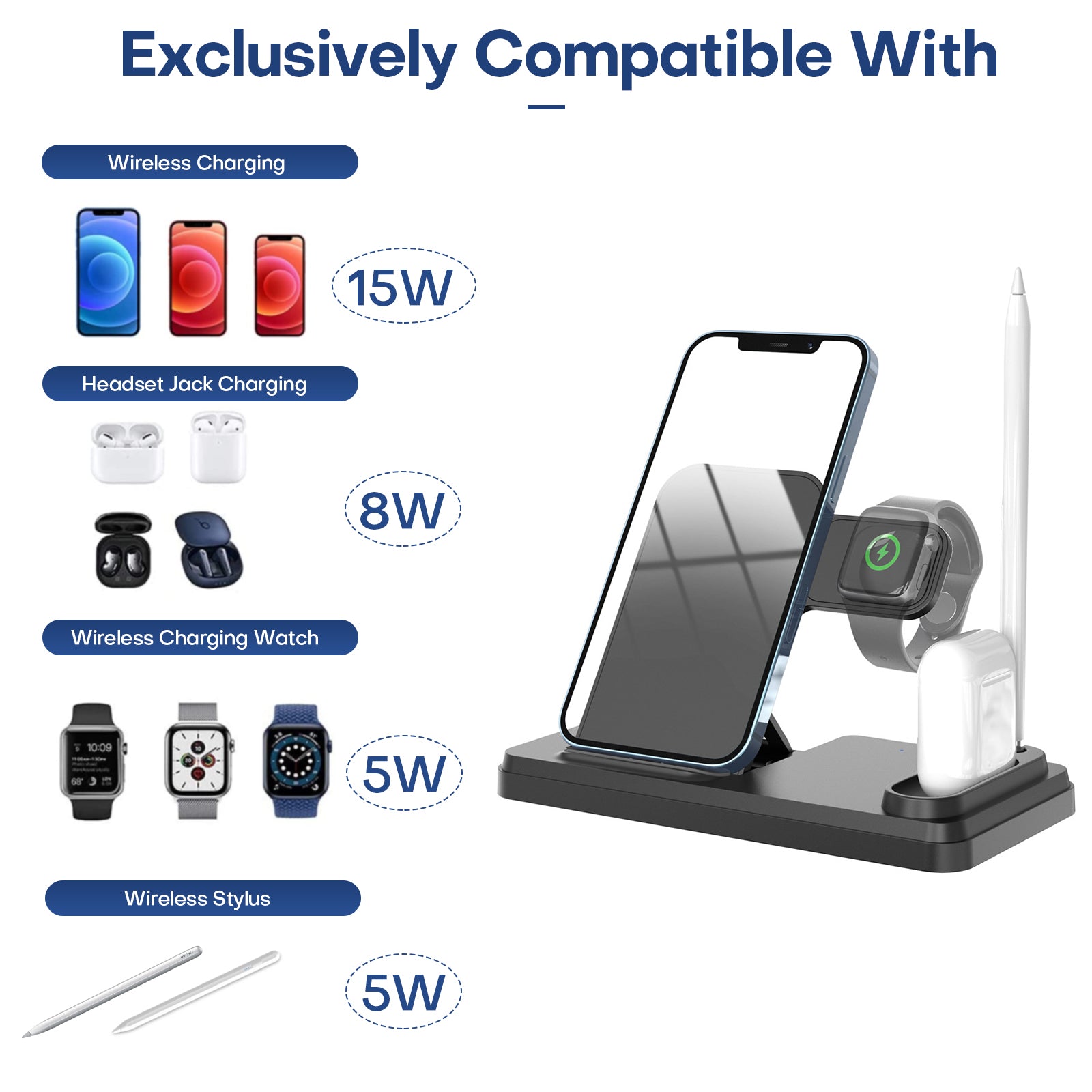 4 in 1 Wireless Charger 15W with Fast Charging