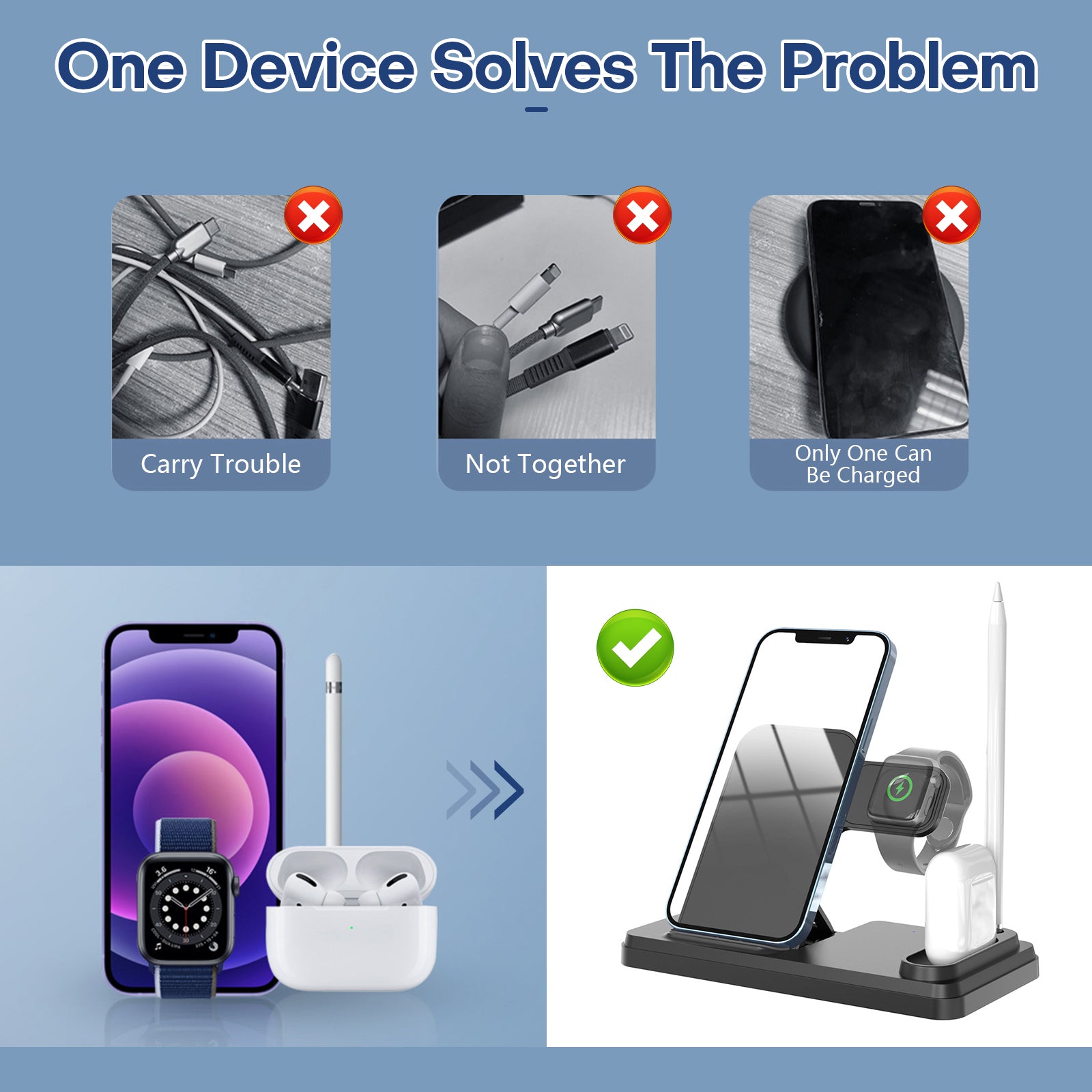 4 in 1 Wireless Charger 15W with Fast Charging