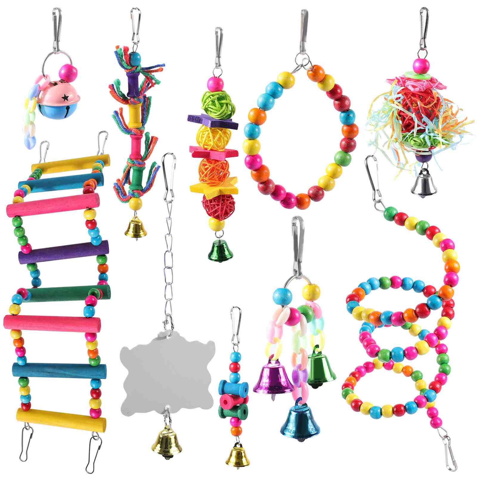 10Pcs Bird Parrot Cage Hanging Toys