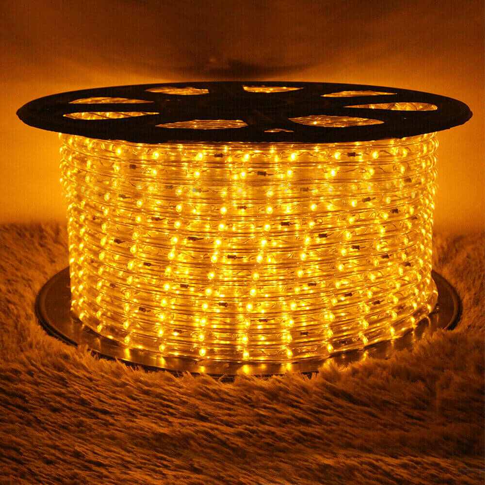 Yellow 110V Outdoor LED Rope Light Waterproof Strip Lighting