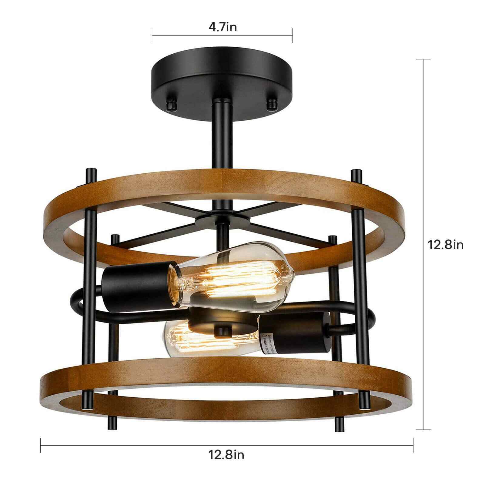 size of 13in Farmhouse Wood Rustic Chandelier