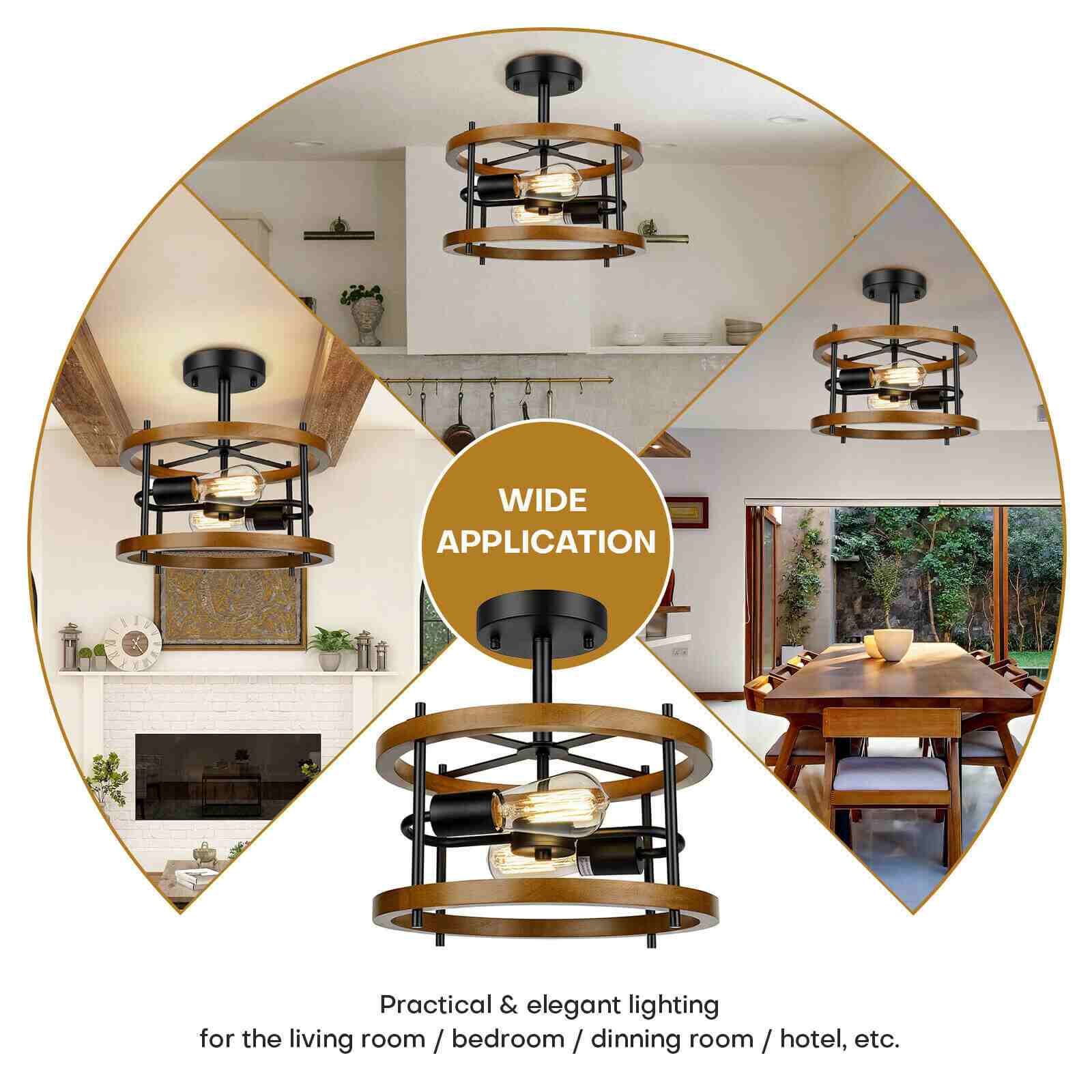 wide applications of 13in Farmhouse Wood Rustic Chandelier