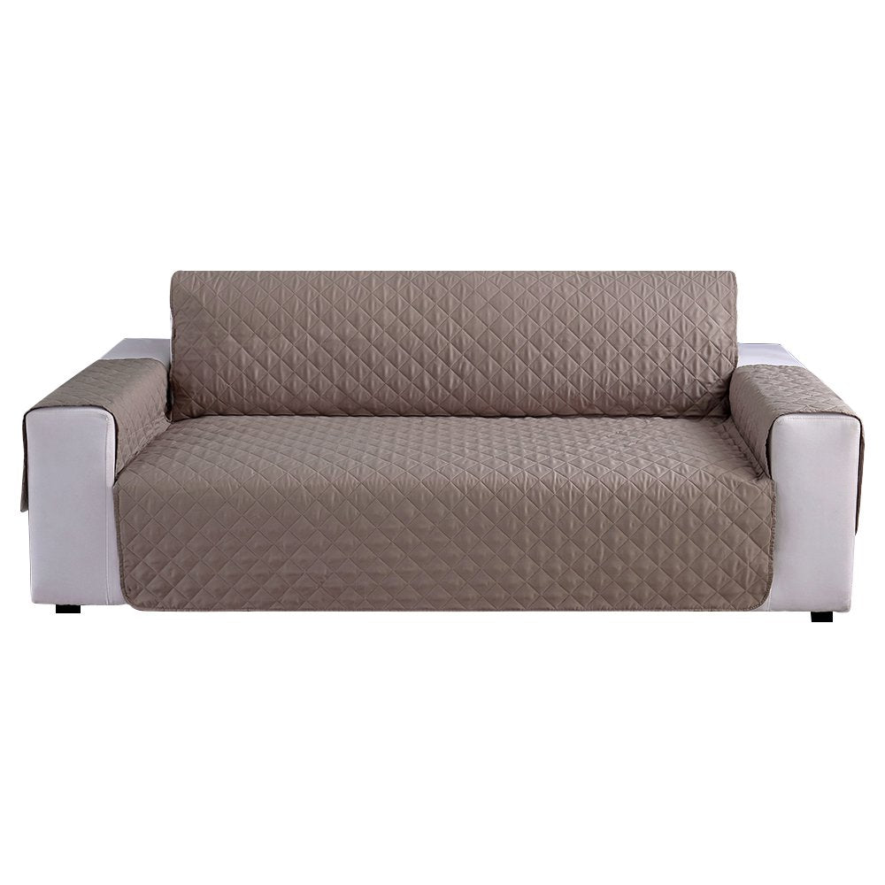 Khaki Microfiber Quilted Sofa Cover