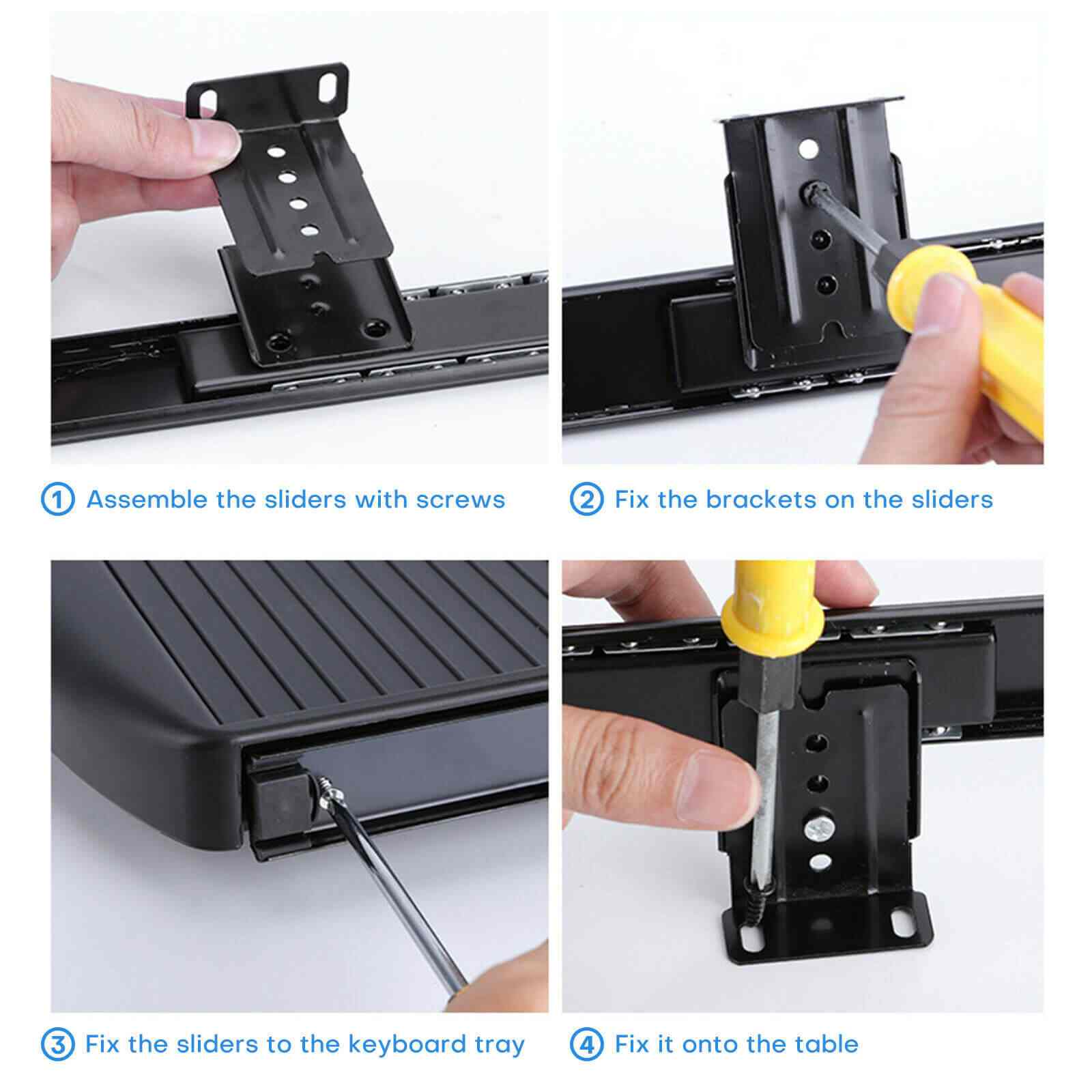Installations of 22x15" Under Desk Keyboard Mouse Tray