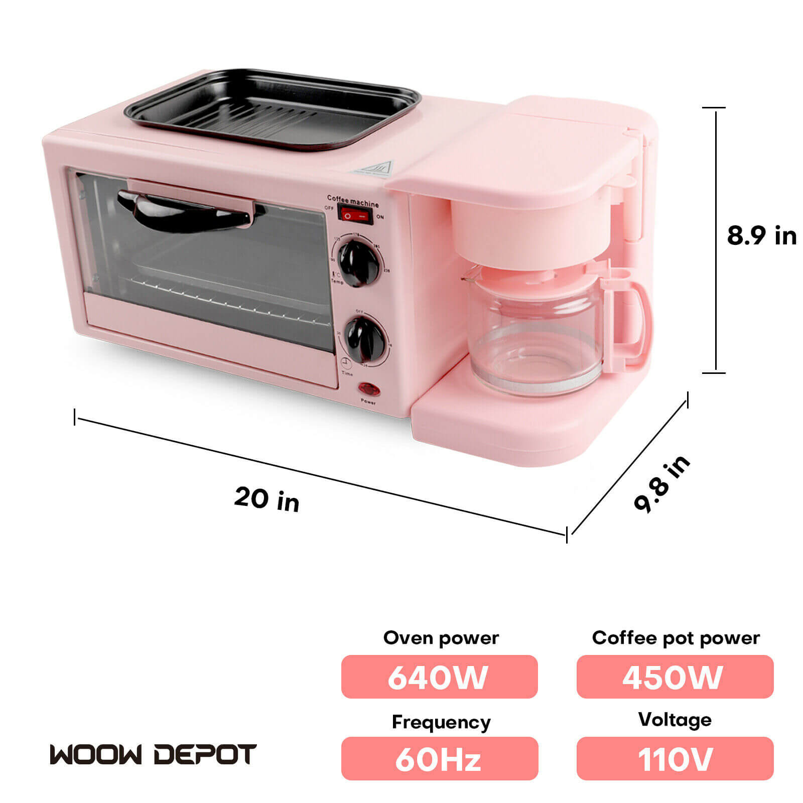 3 in 1 Breakfast Machine pink size