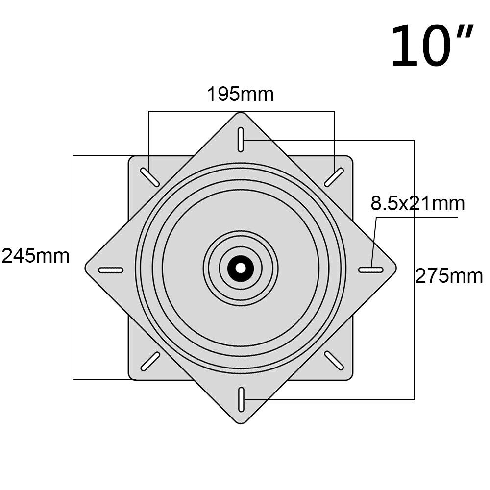 10in 360º Square Bearing Swivel Plate Bar Chair Stool