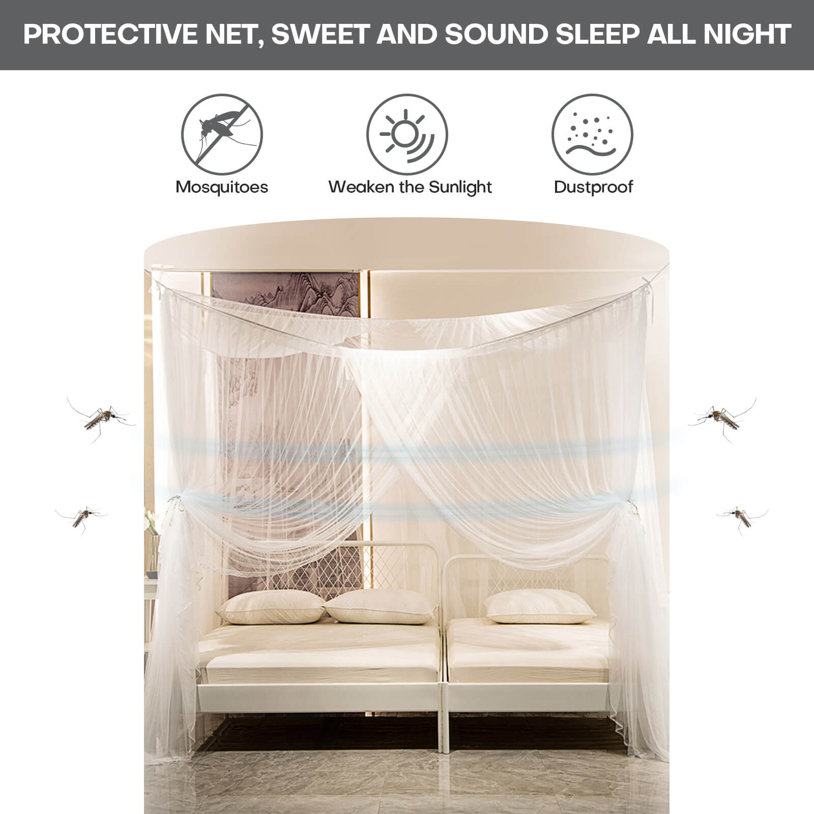 Dustproof 4 Corner Mosquito Net Features