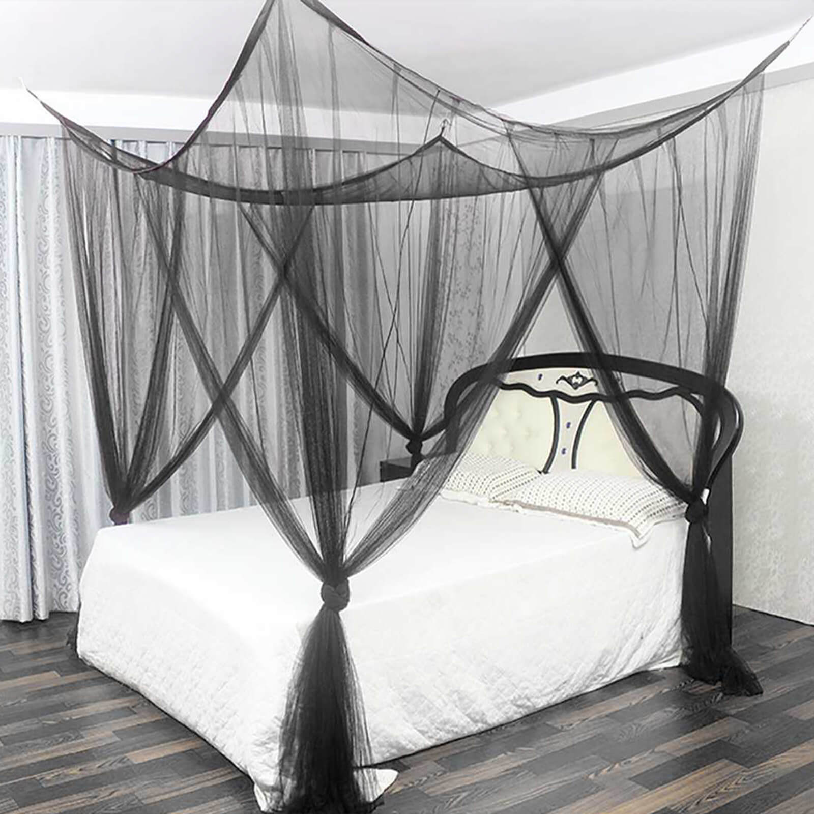 Black 4 Corner Mosquito Net