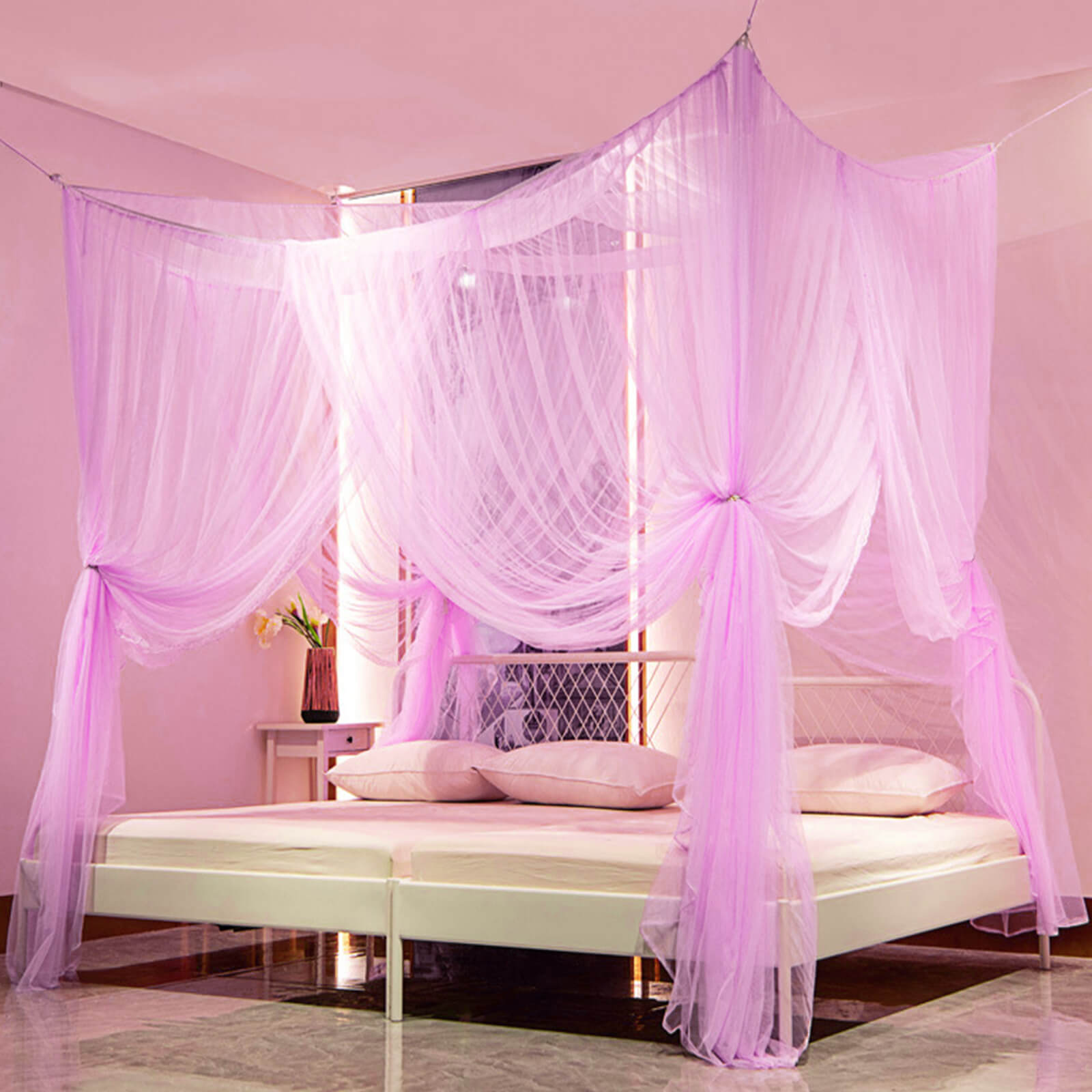Pink 4 Corner Mosquito Net