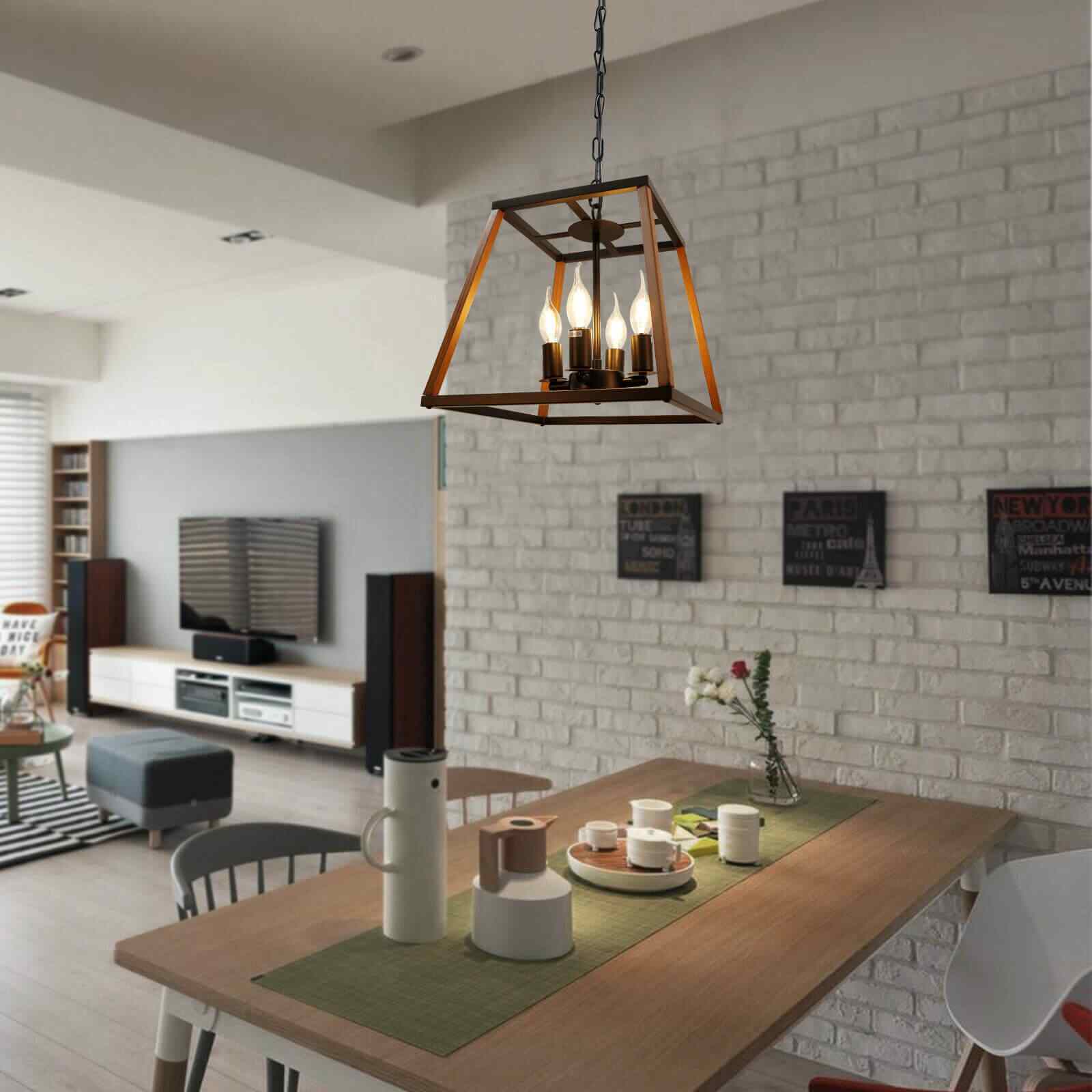 Display of 4-Light Vintage Farmhouse Metal Chandelier