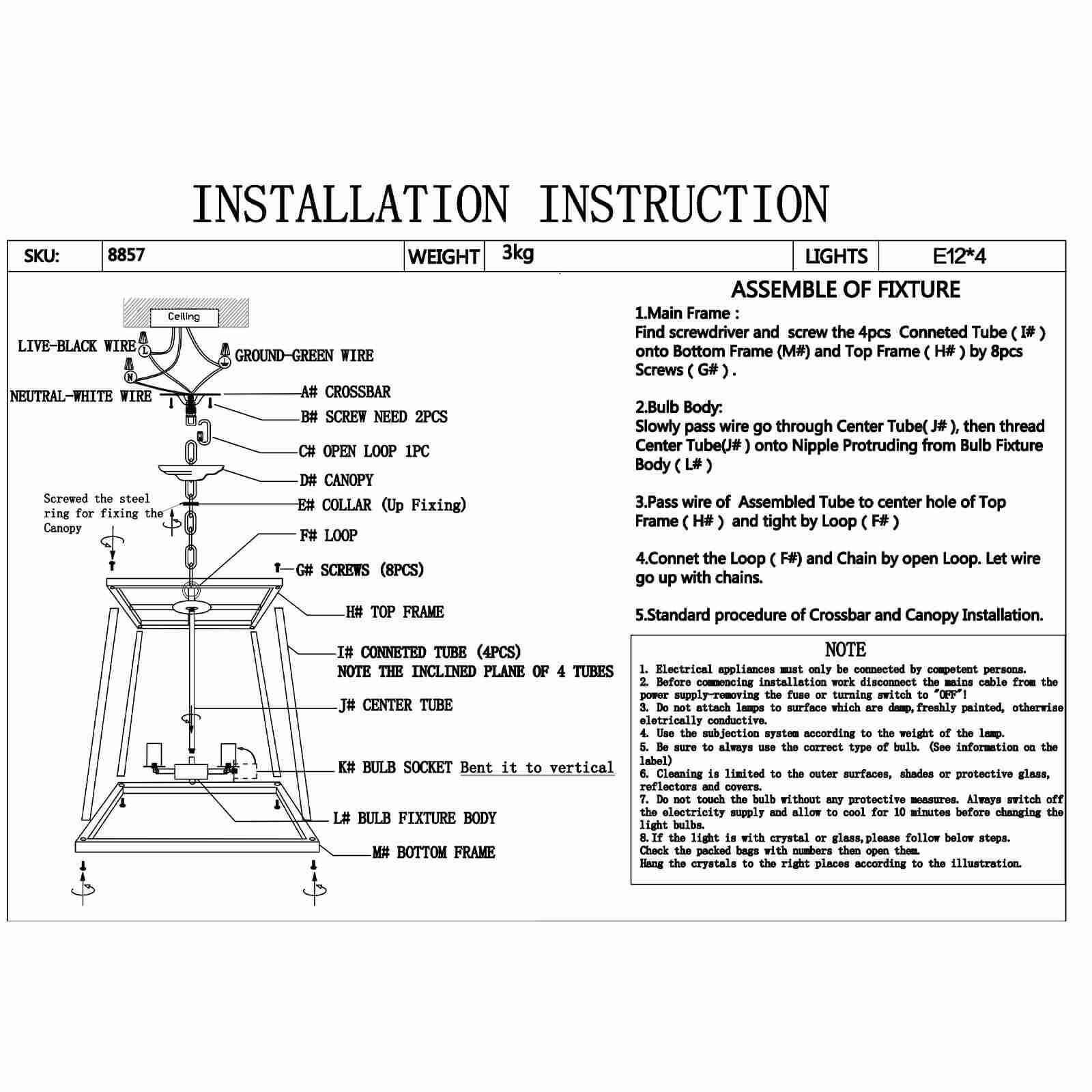 Installation of 4-Light Vintage Farmhouse Metal Chandelier