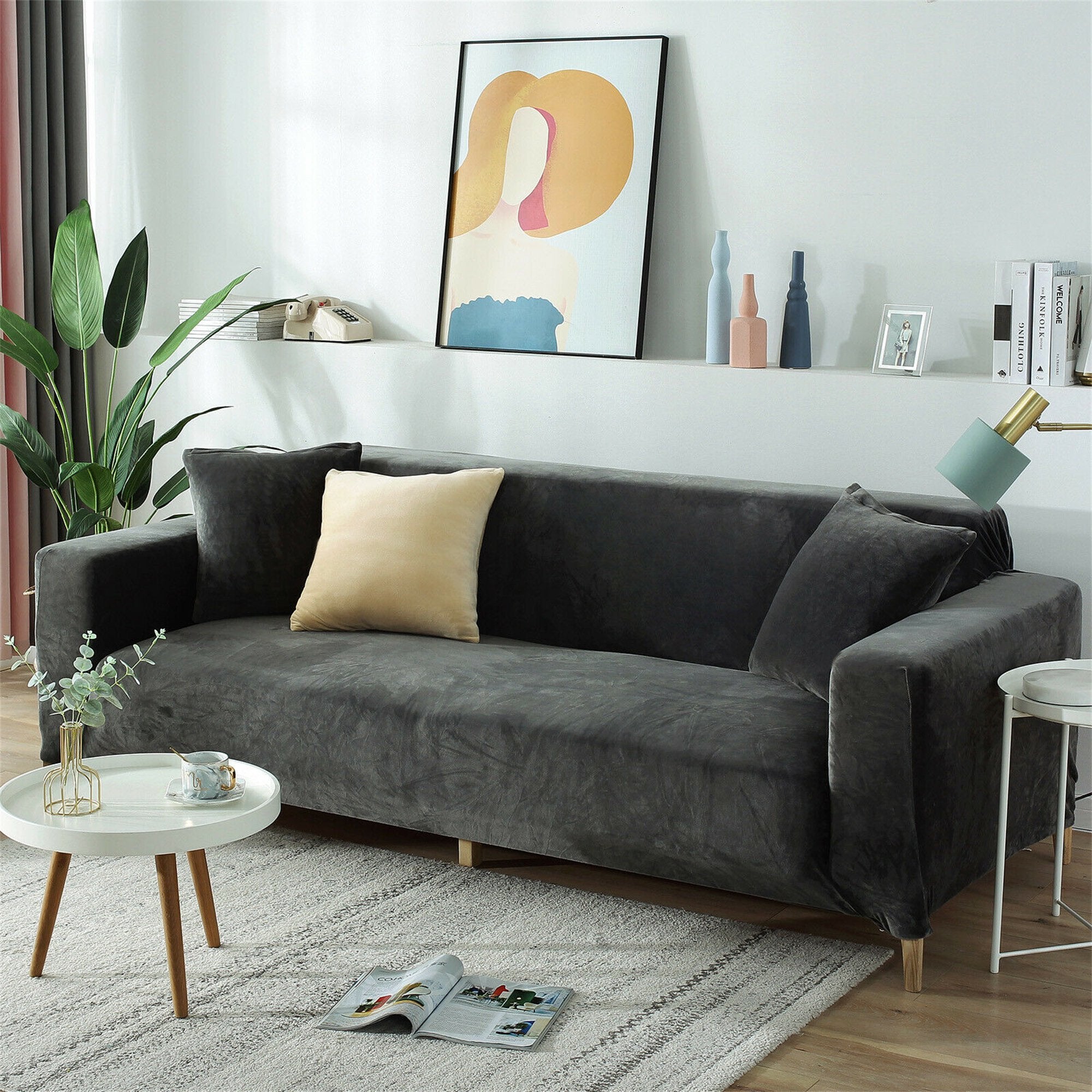 ANMINY Velvet Sofa Slipcover Stretch Couch Cover