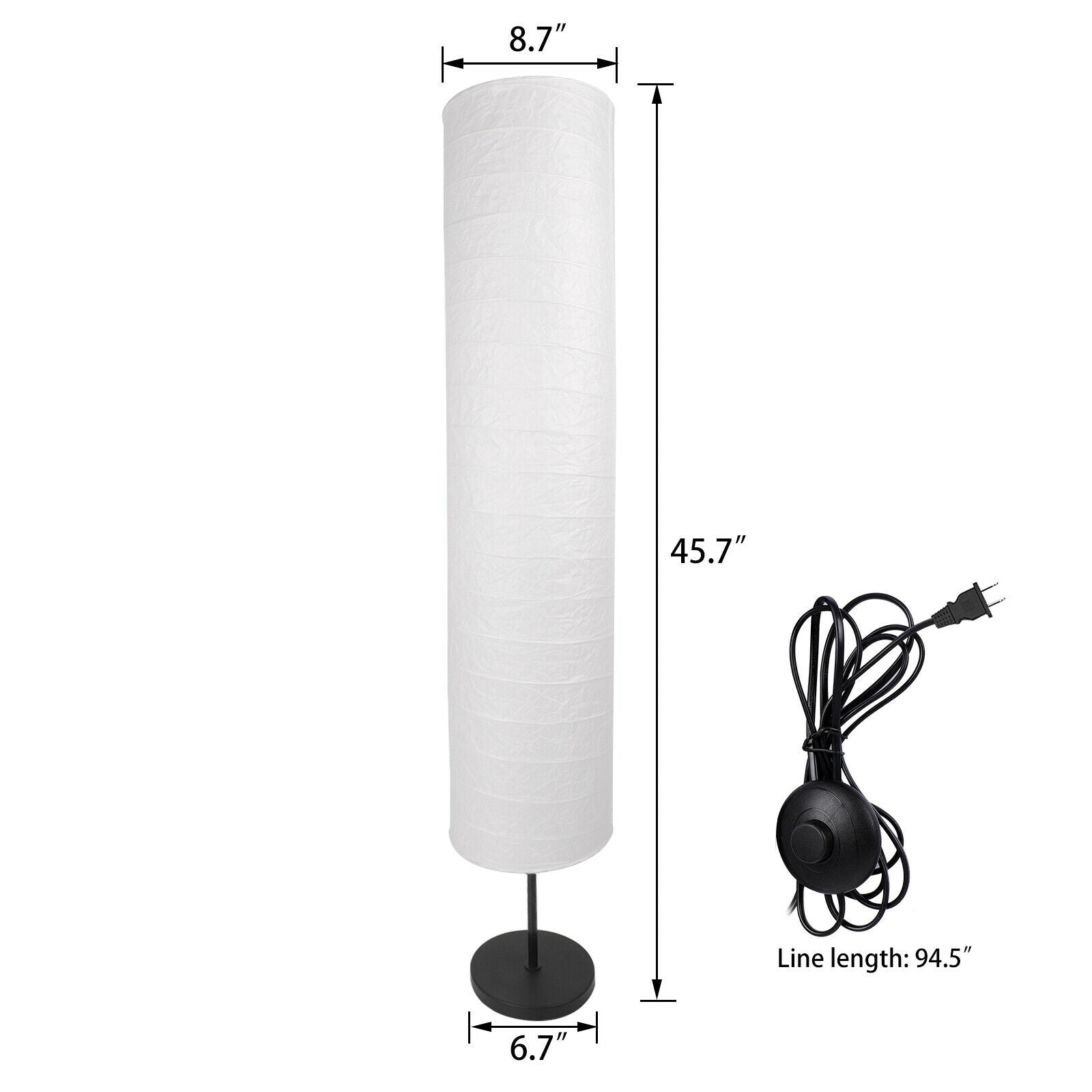 Size of 46" Modern Column Floor Lamp w/ Foot Switch