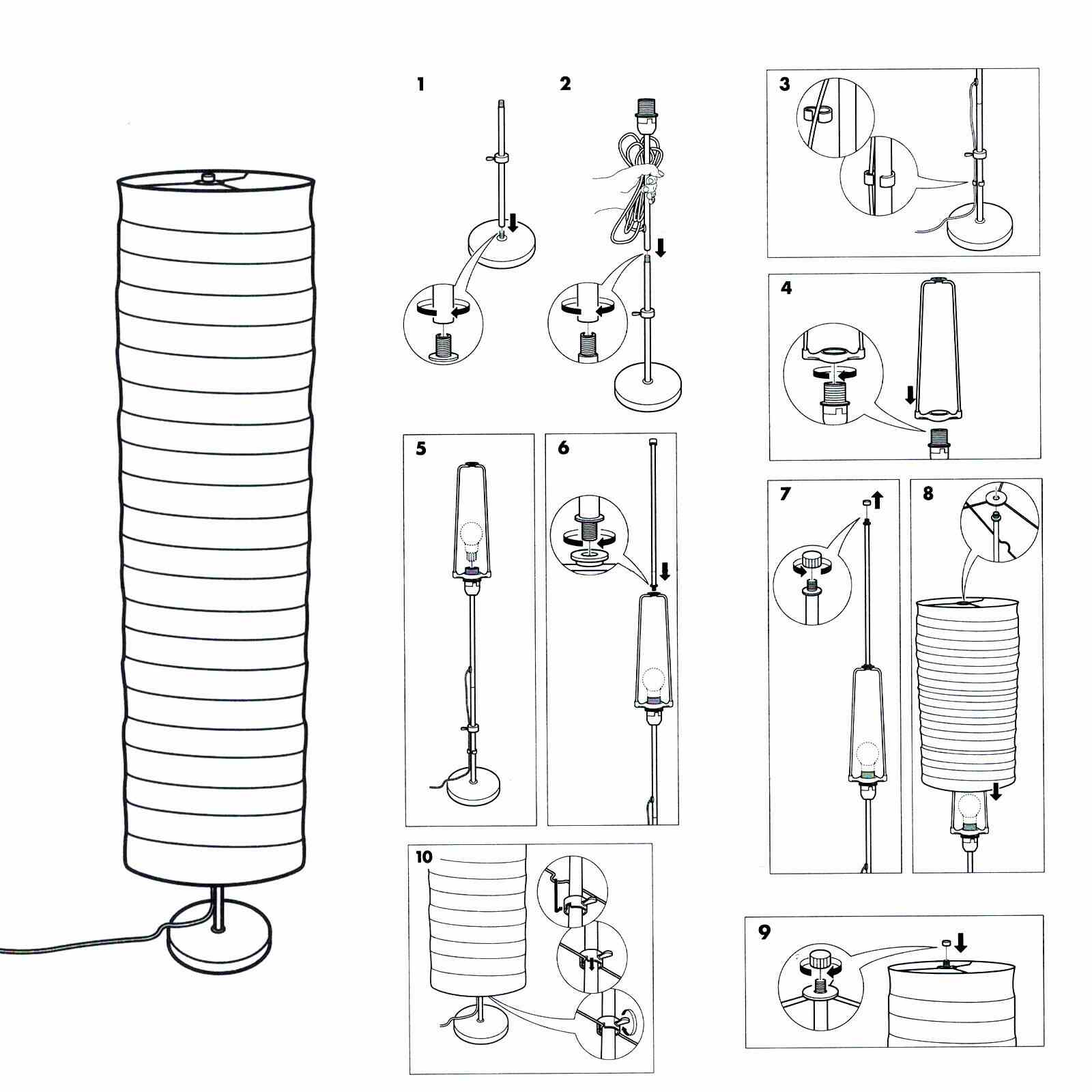 Installation of 46" Modern Column Floor Lamp w/ Foot Switch