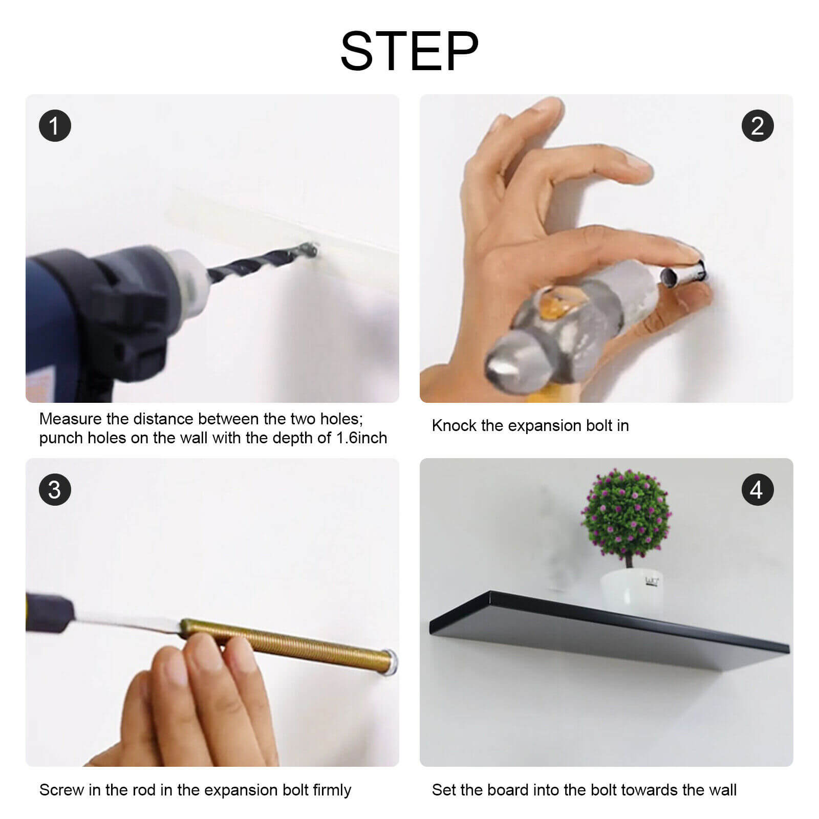 Usage of 4Pc DIY Wood Floating Shelves Wall Mounted Shelf