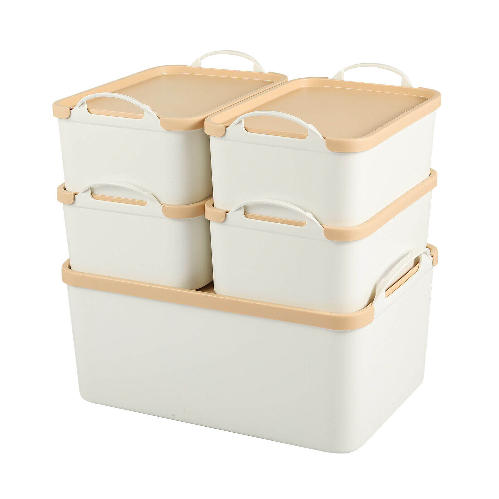 Includes of 5-Pack Lidded Plastic Storage Bins