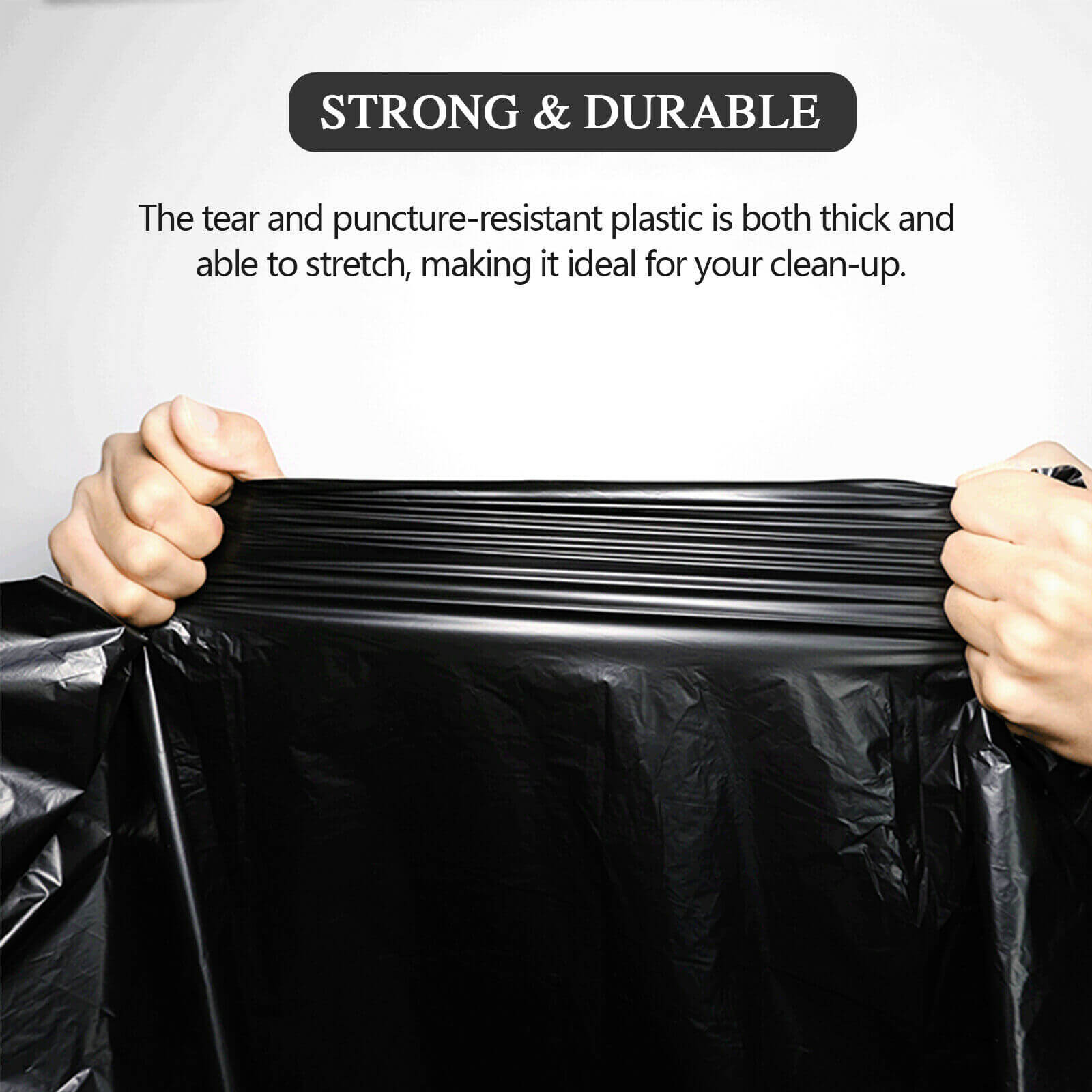 Strong 50Pcs Heavy Duty Large Black Trash Bags, 45/65 Gallon
