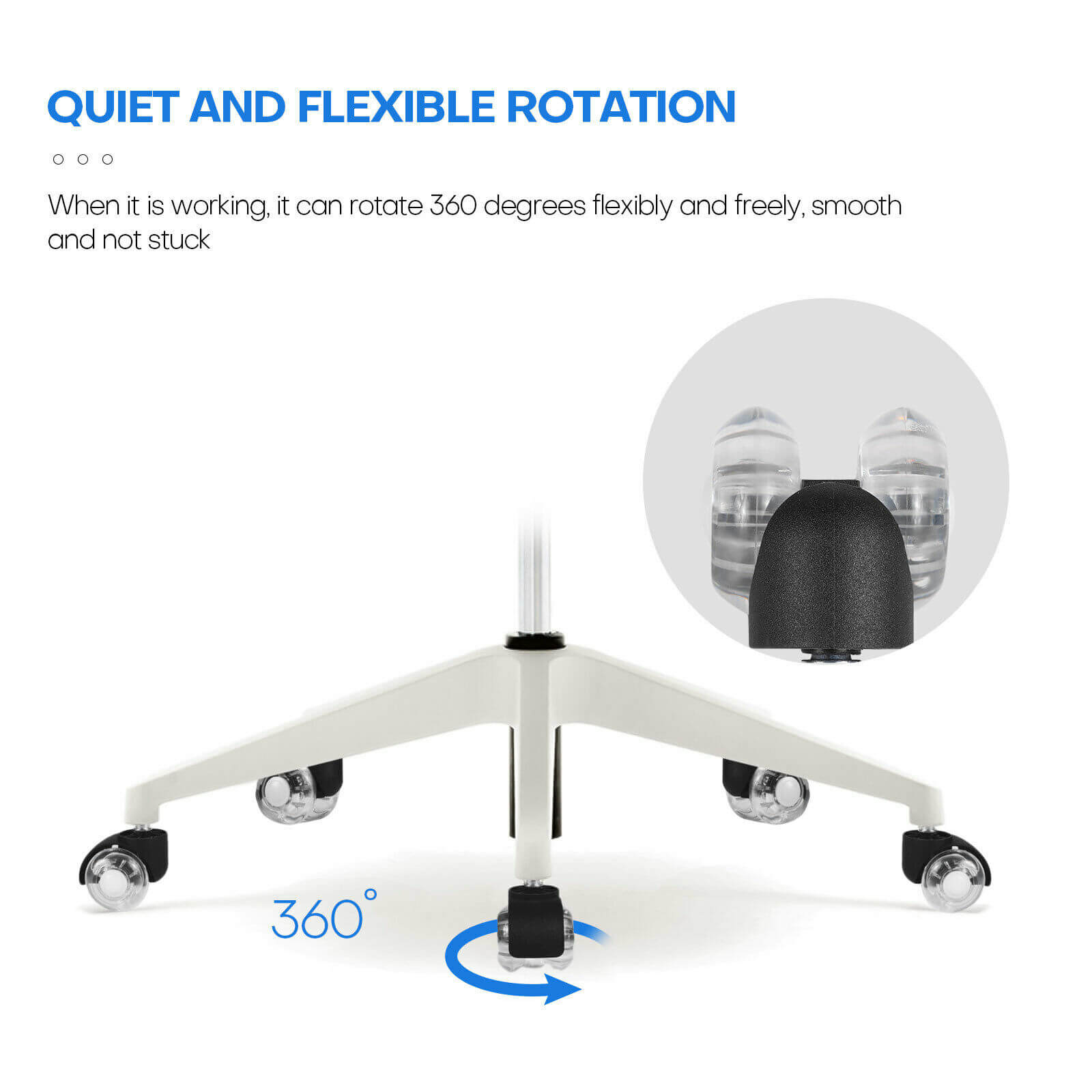 360° 5Pcs 2" Office Chair Caster Swivel Wheels