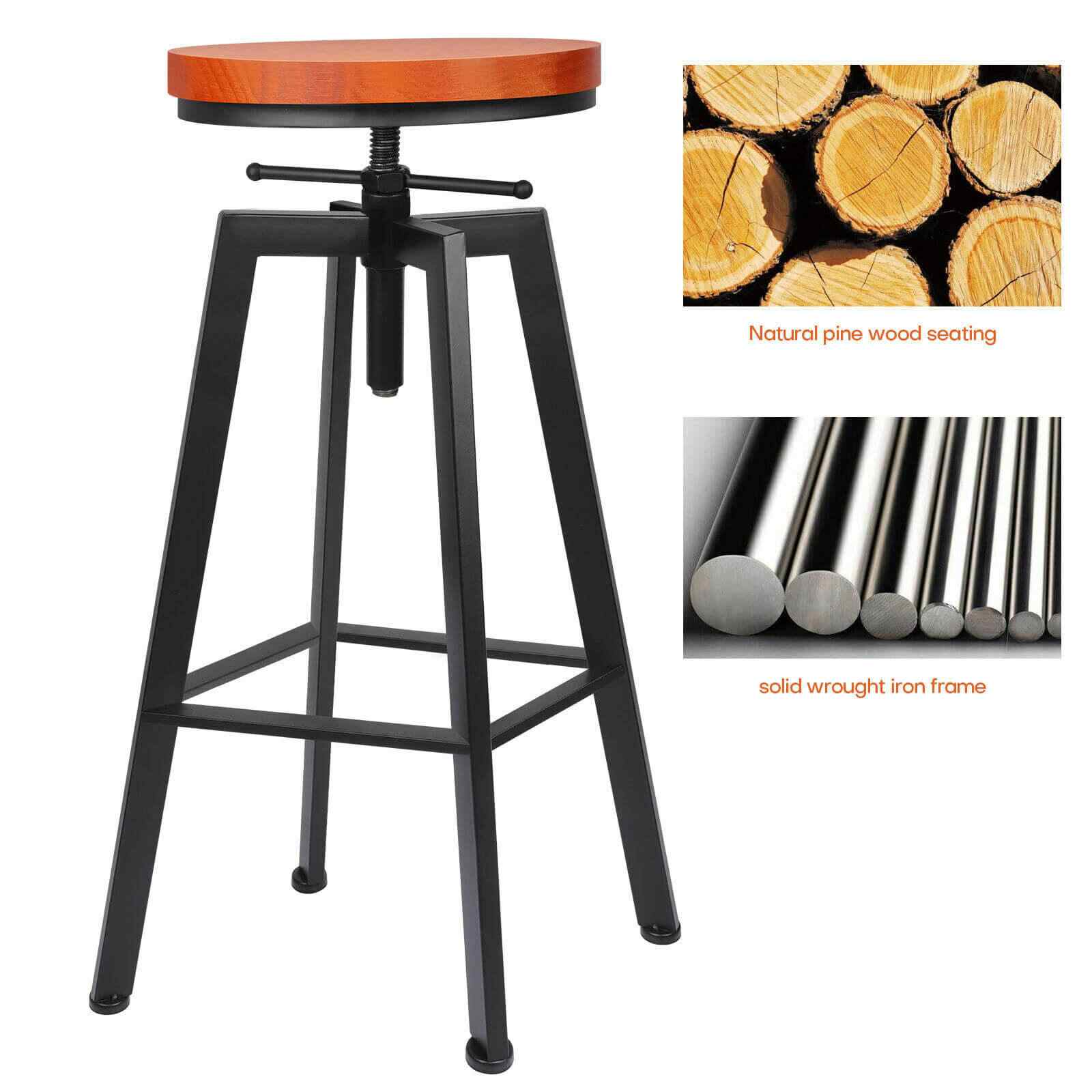 Durable 24.4"-30" Adjustable Bar Swivel Stools, 2/4Pcs