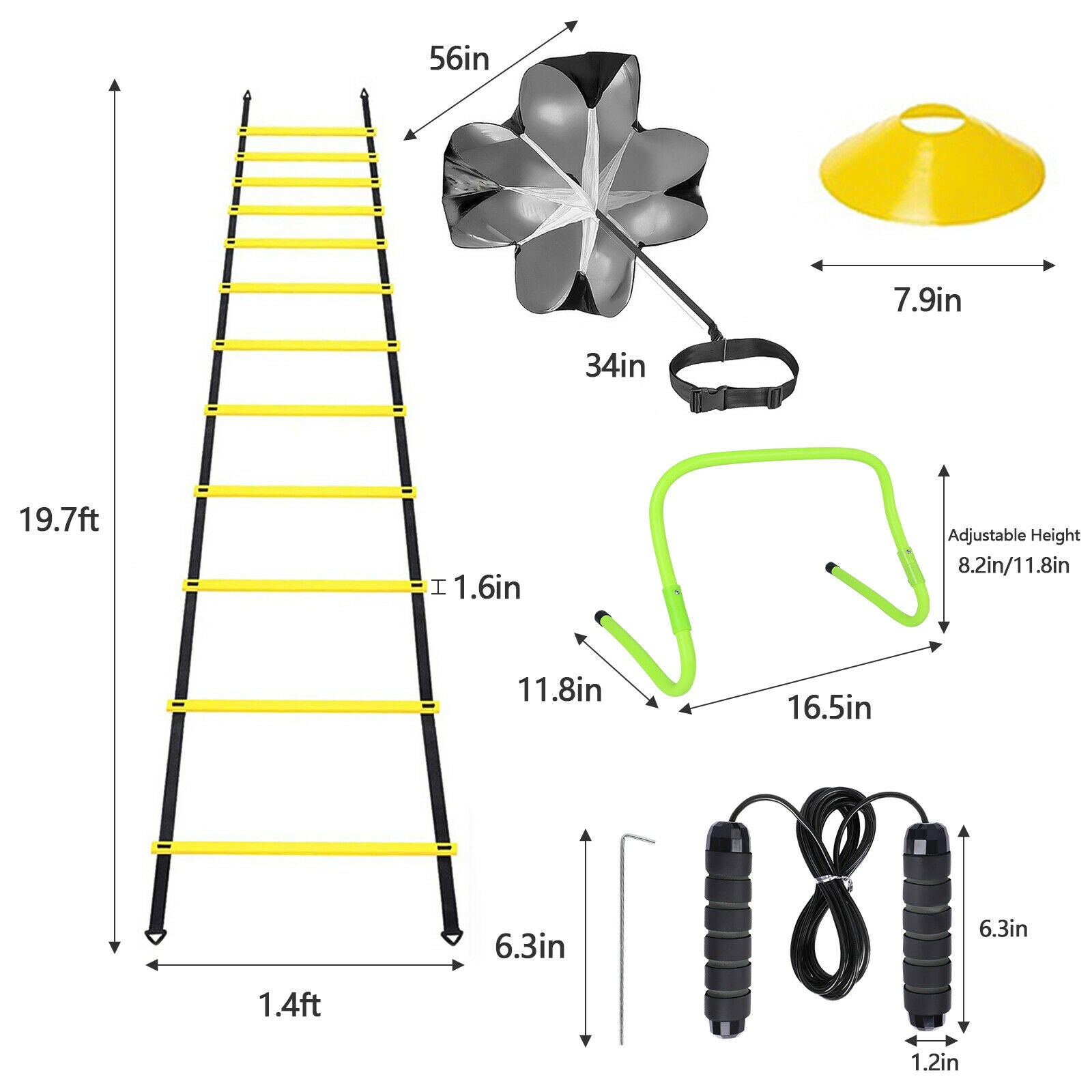 size of Agility Training Set, 19/42pcs