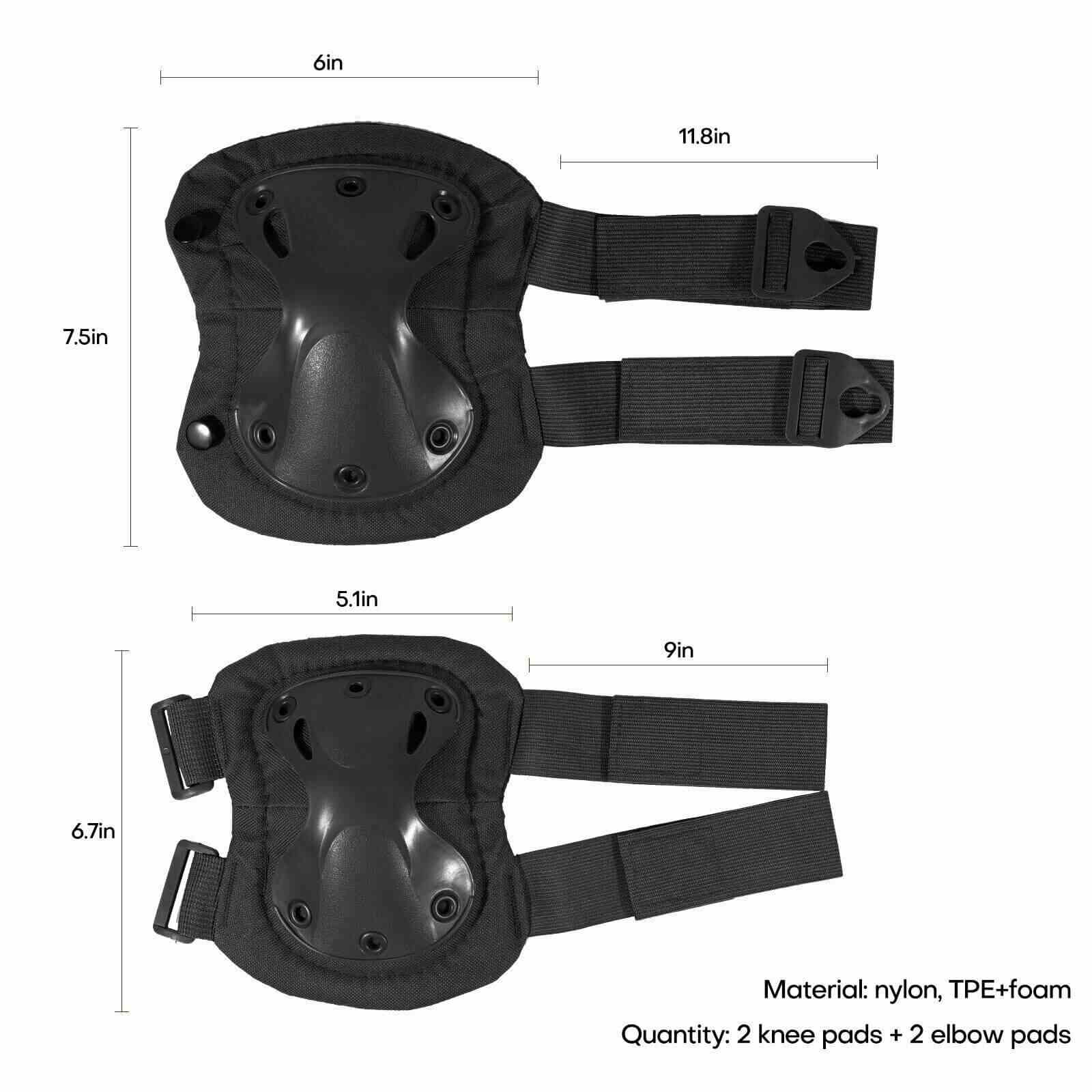 Size of Airsoft Tactical Elbow Protective Knee Pads, 4Pcs