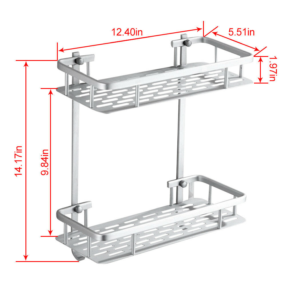 size of Bath Wall Shelf Storage, 2 Tier