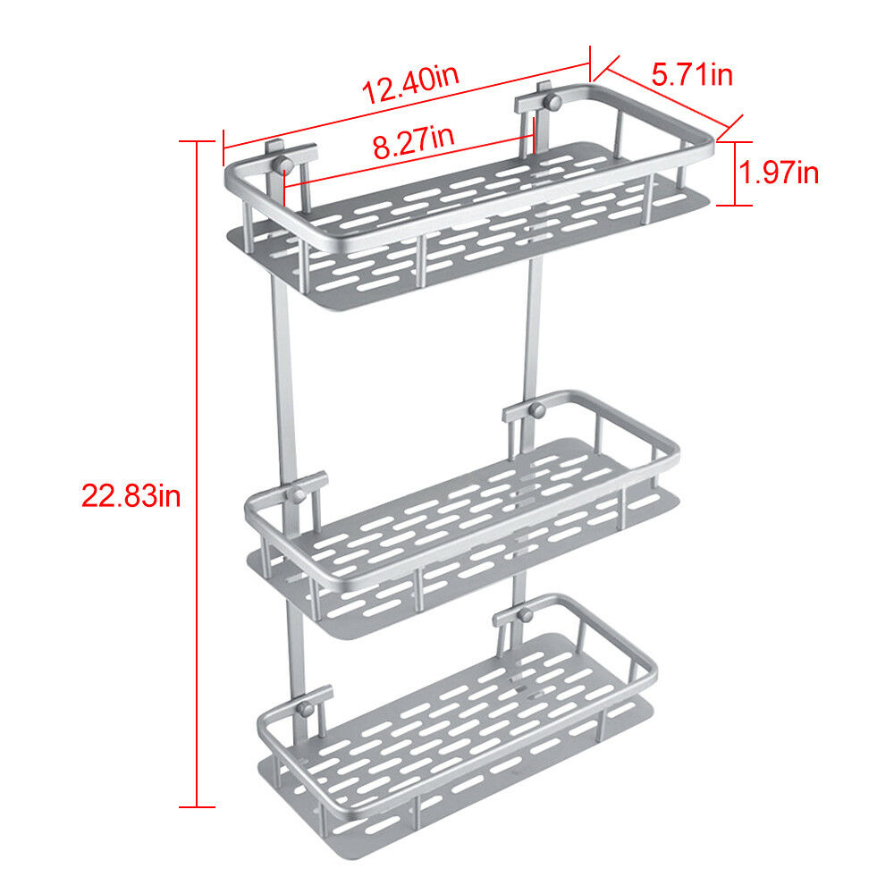 size of Bath Wall Shelf Storage, 3Tier