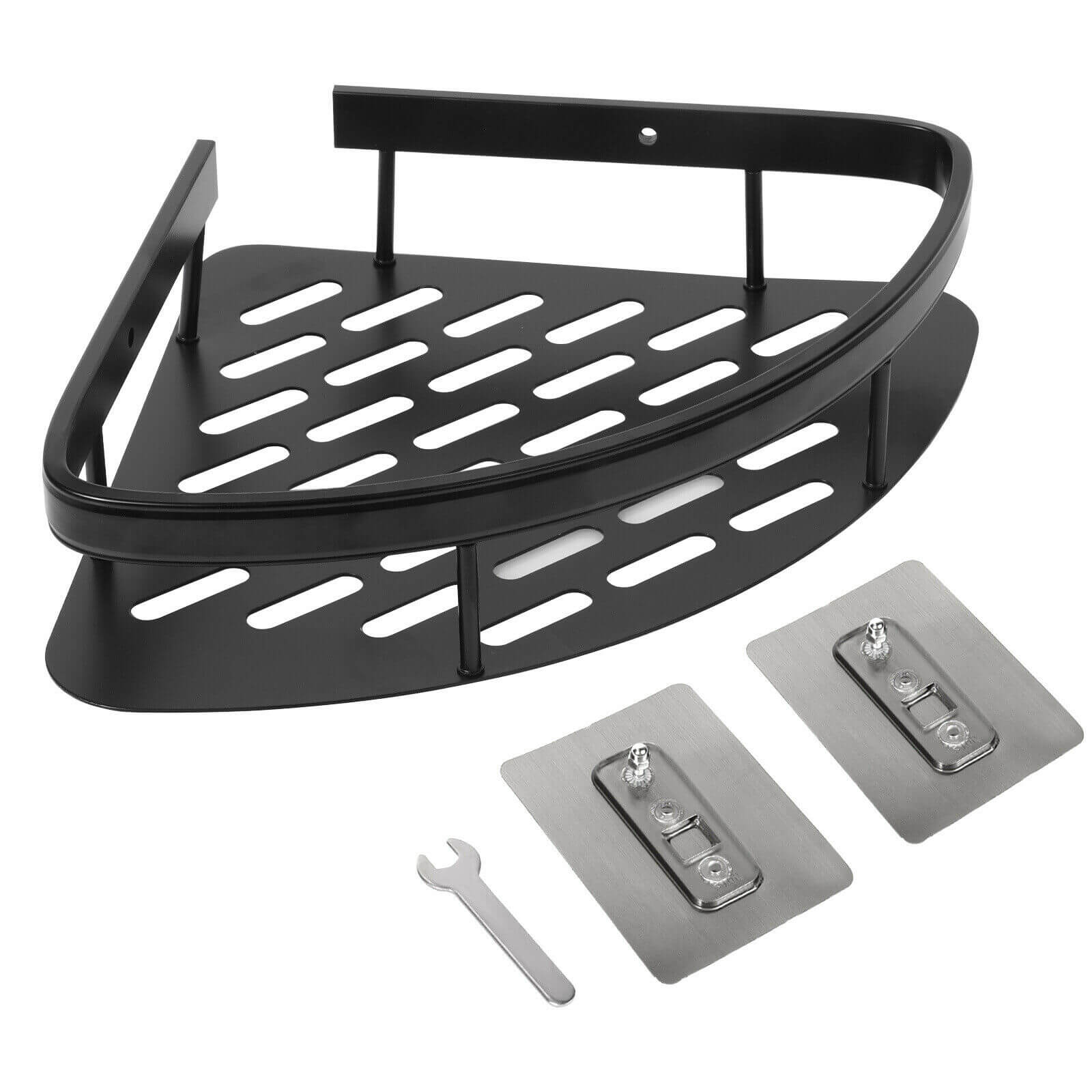 Black Bathroom No Drilling Corner Shower Shelves