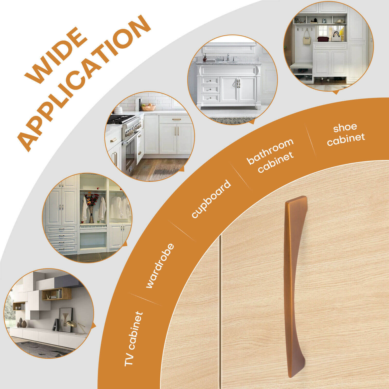 multi-usage of Brushed Brass Cabinet Handle