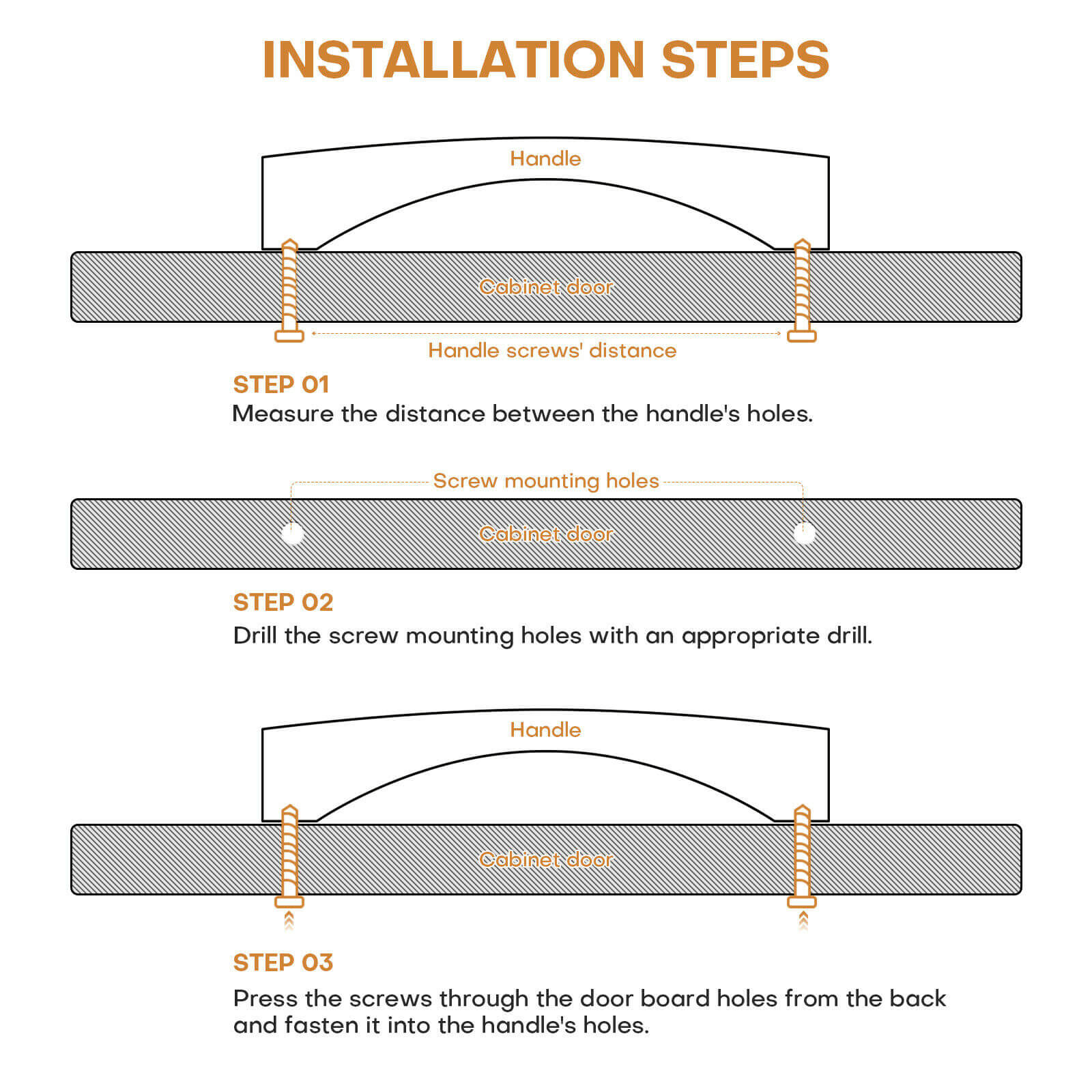 install steps of Brushed Brass Cabinet Handle