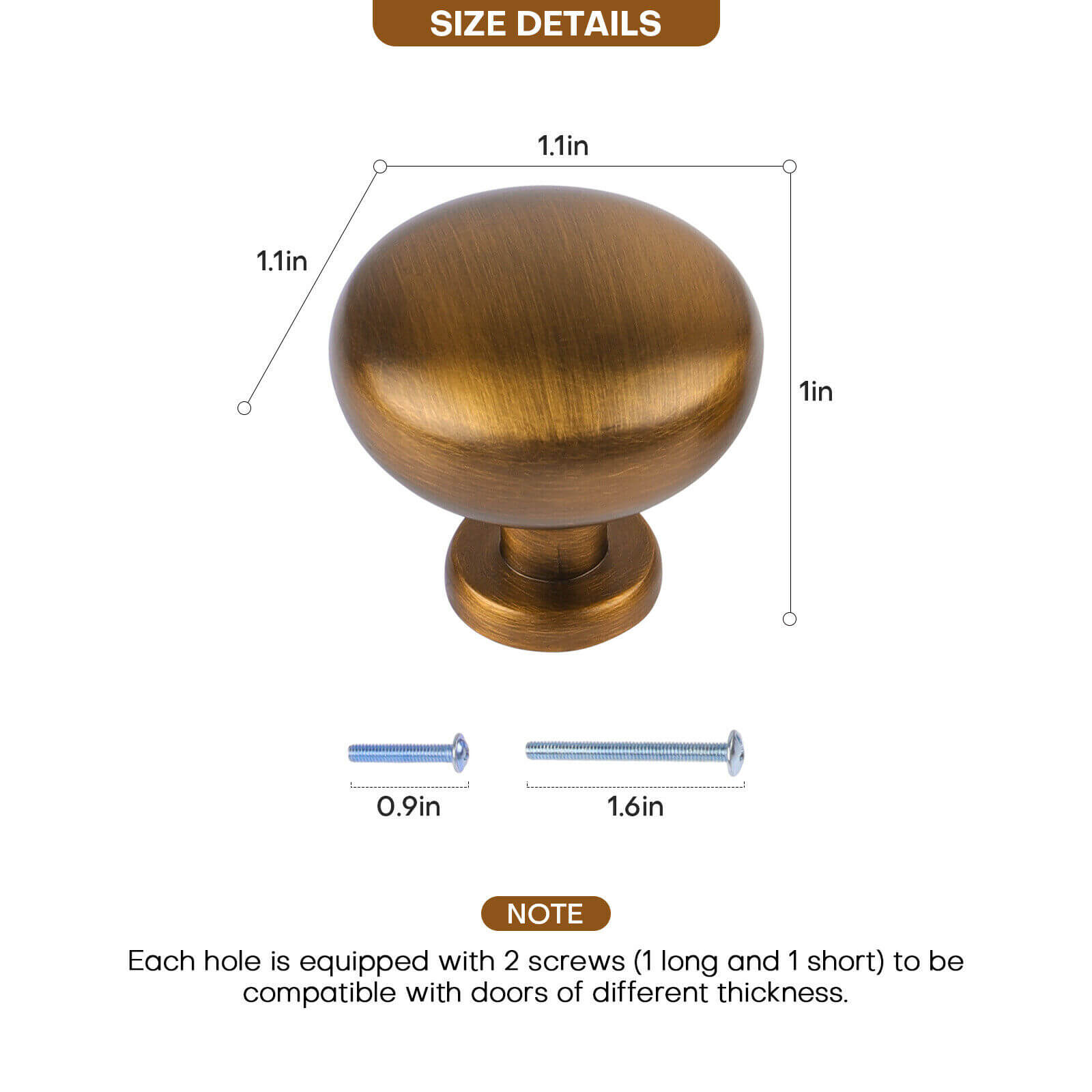 size of Cabinet Knobs