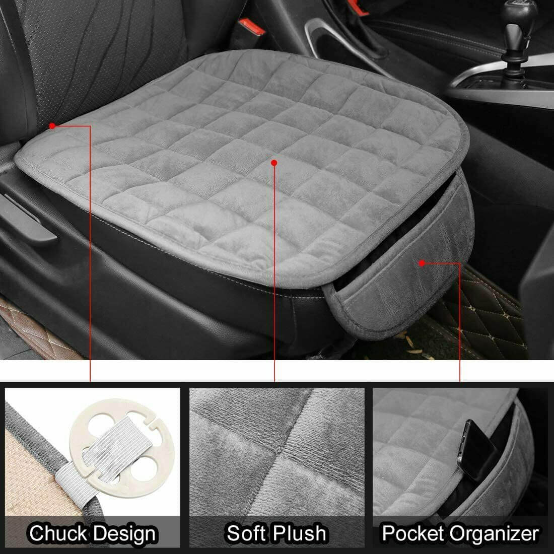 Car Front Seat Mat w/Plush Surface - BCBMALL