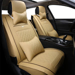 beige 5-Seat Car Seat Cover, Luxury Leather Lattice